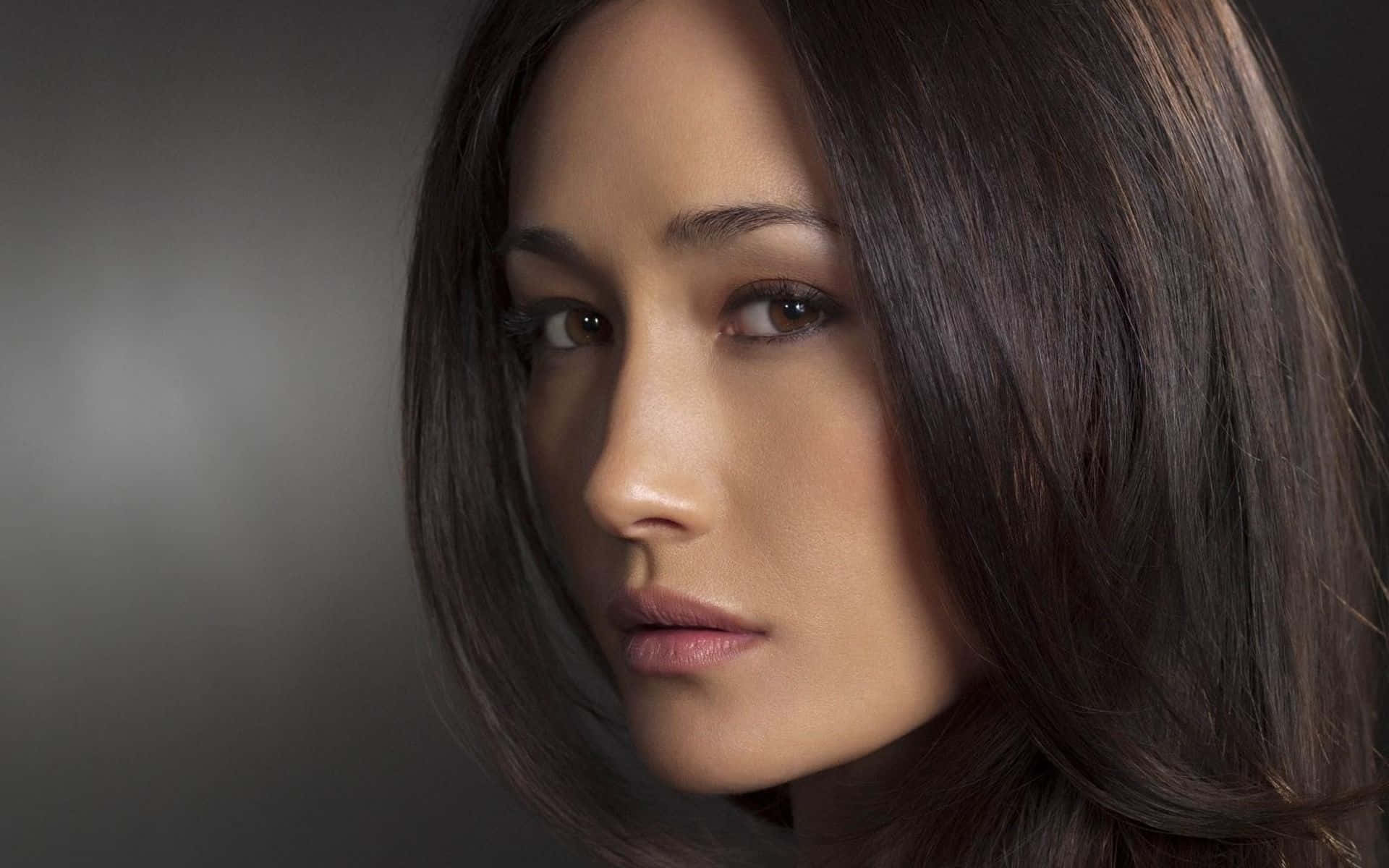 Maggie Q, dark hair, intense gaze, Full HD Desktop Wallpaper