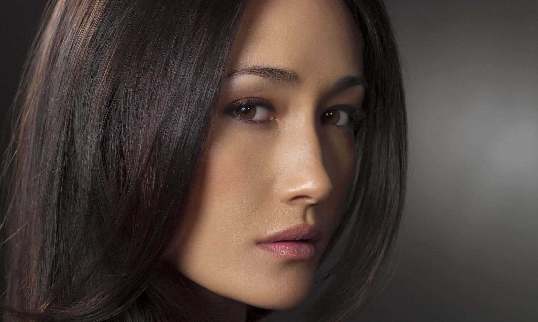 Maggie Q, dark hair, intense gaze, HD Desktop Wallpaper