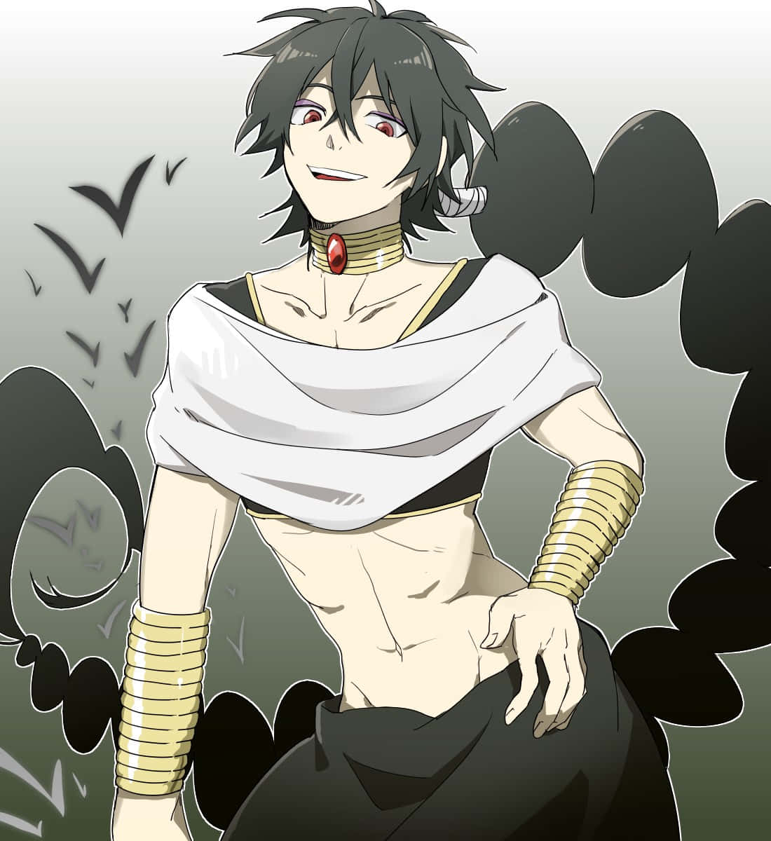 Magi Judar, dark hair, red eyes, SD Phone Wallpaper