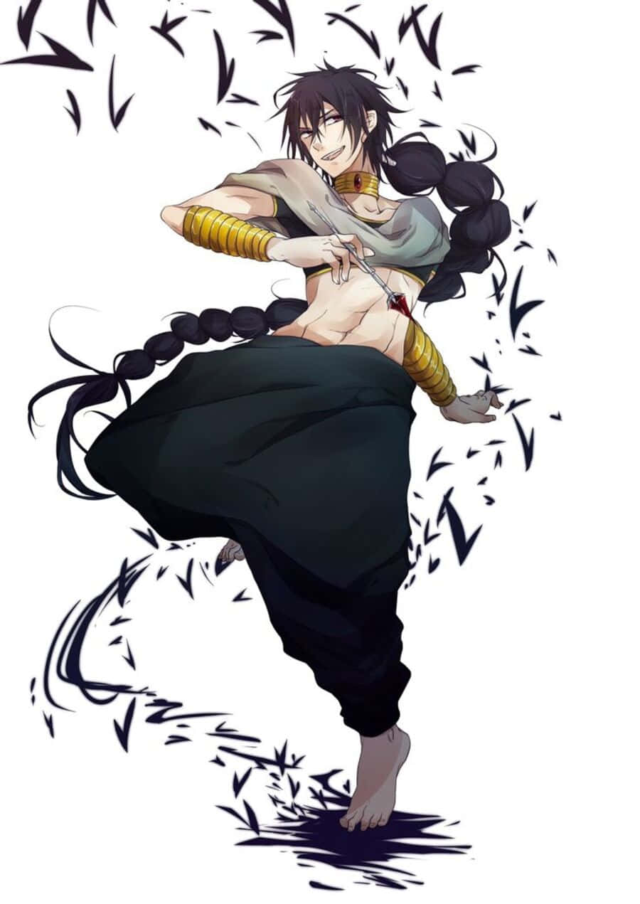 Magi Judar, anime warrior, long black braided hair, SD Phone Wallpaper