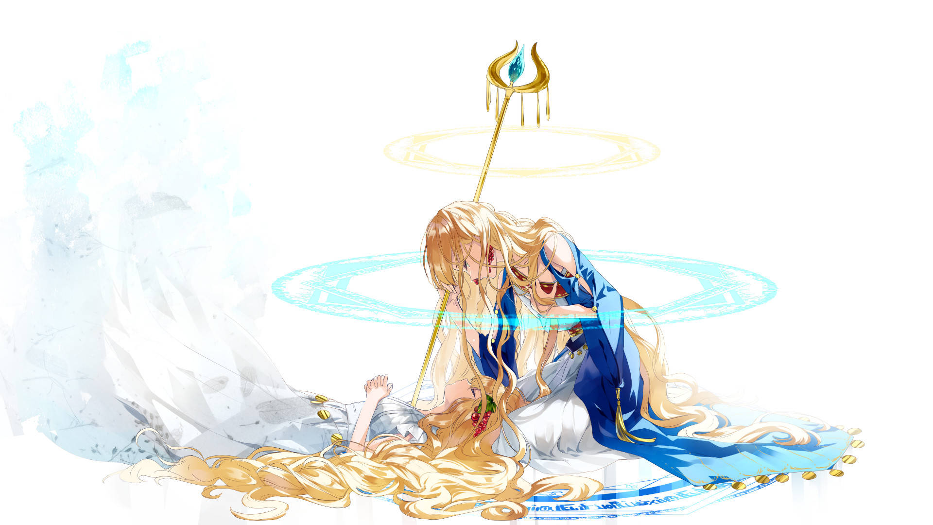 Magi The Kingdom Of Magic, blonde anime girl, blue robes, Full HD Desktop Wallpaper