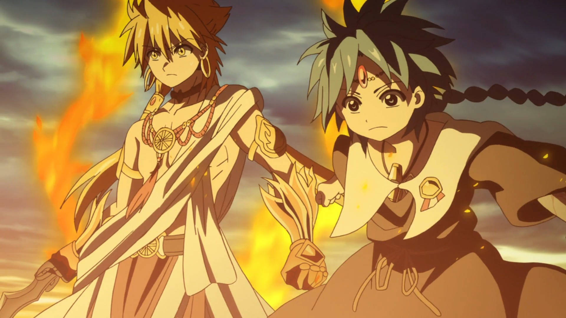 Fire Magi, The Kingdom Of Magic, fiery sunset sky, Full HD Desktop Wallpaper