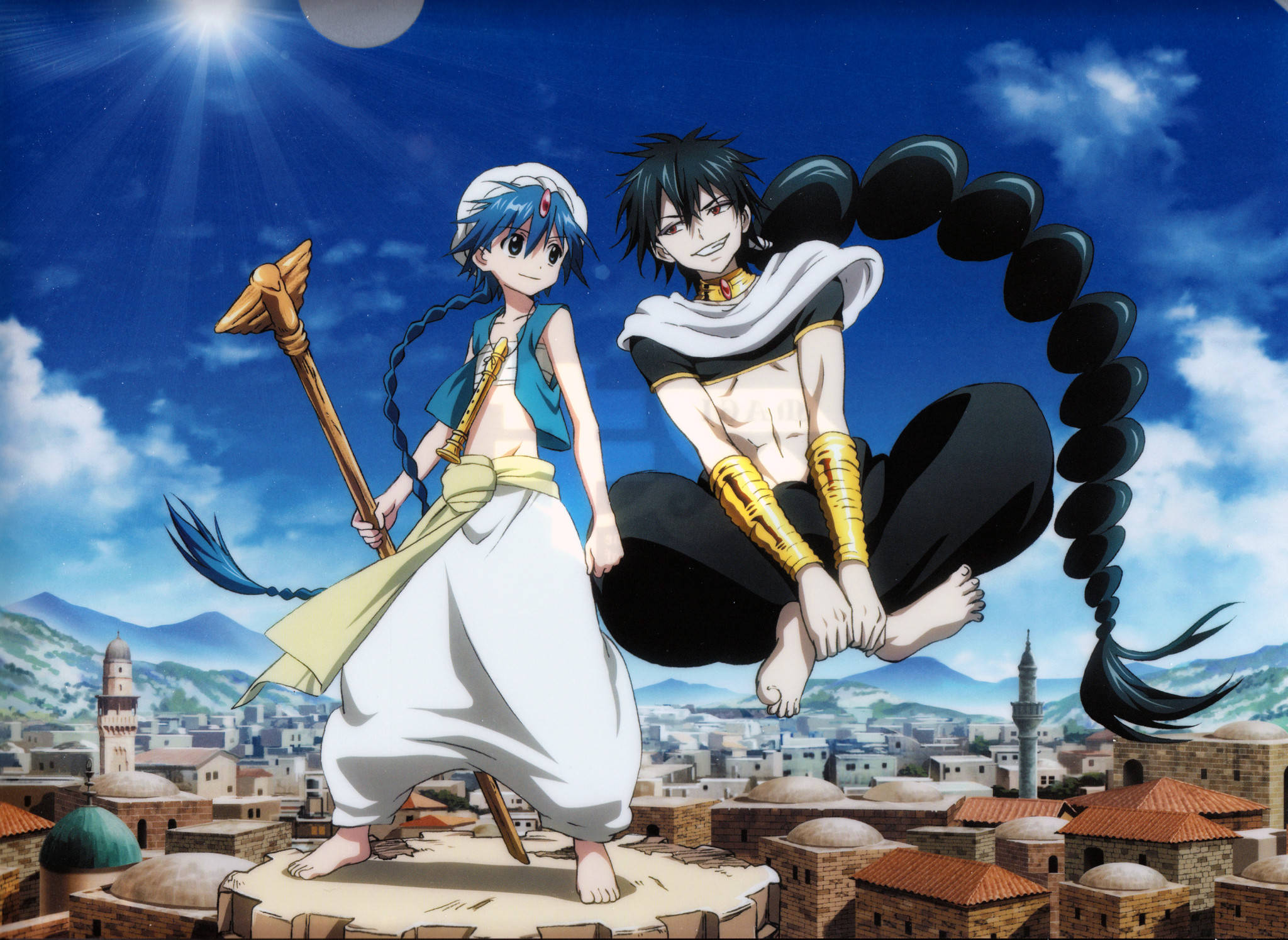 Magi The Kingdom Of Magic, allies, rooftop, Full HD Desktop Wallpaper