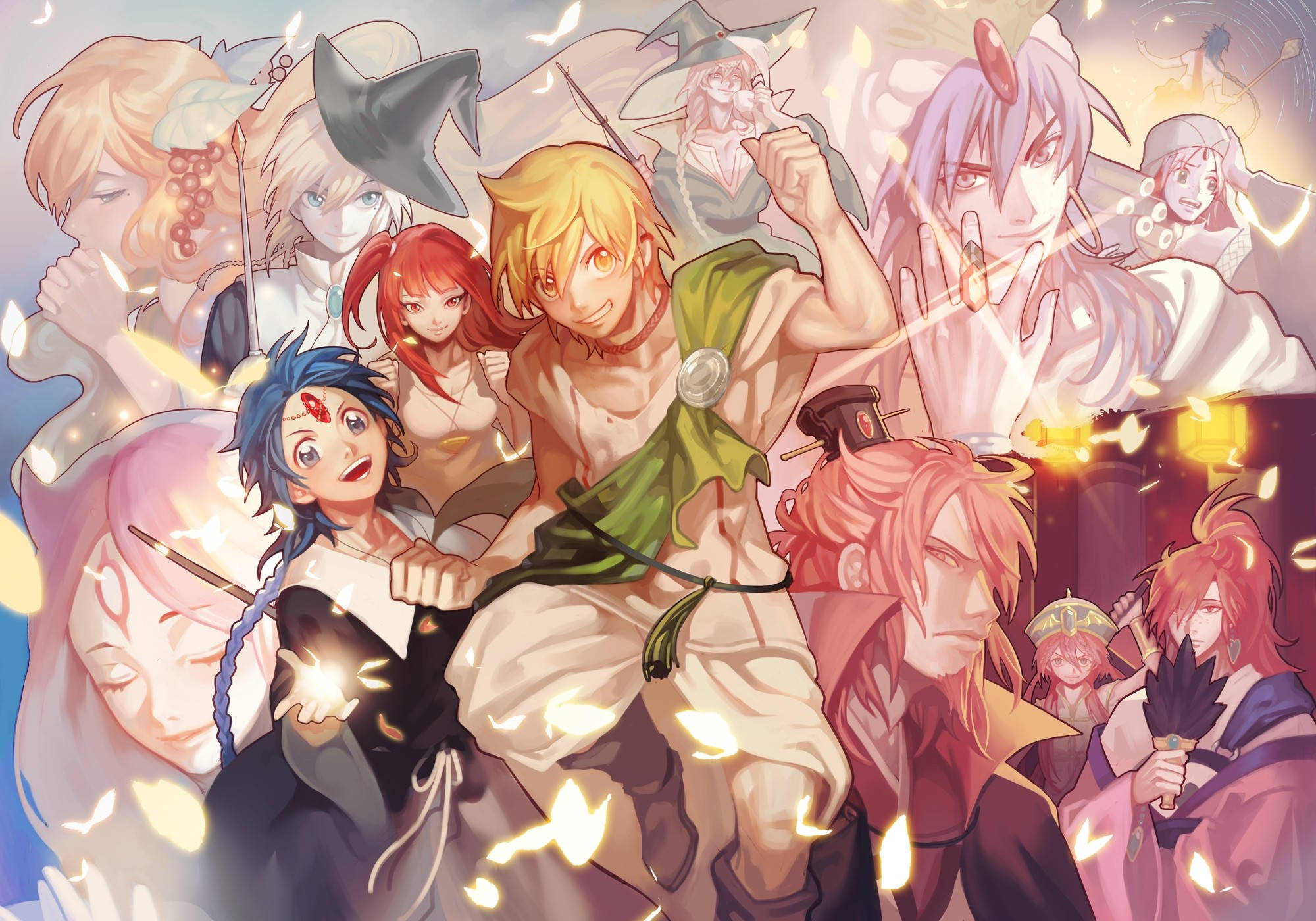 Magi The Kingdom Of Magic, anime, glowing sparkles, Full HD Desktop Wallpaper
