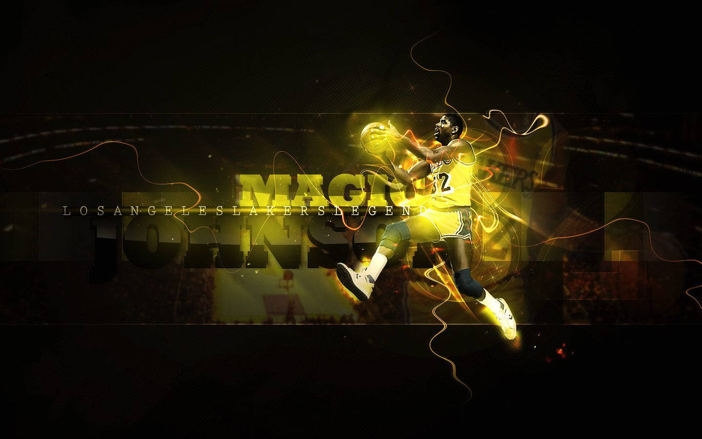 Magic Johnson, yellow, black, HD Desktop Wallpaper