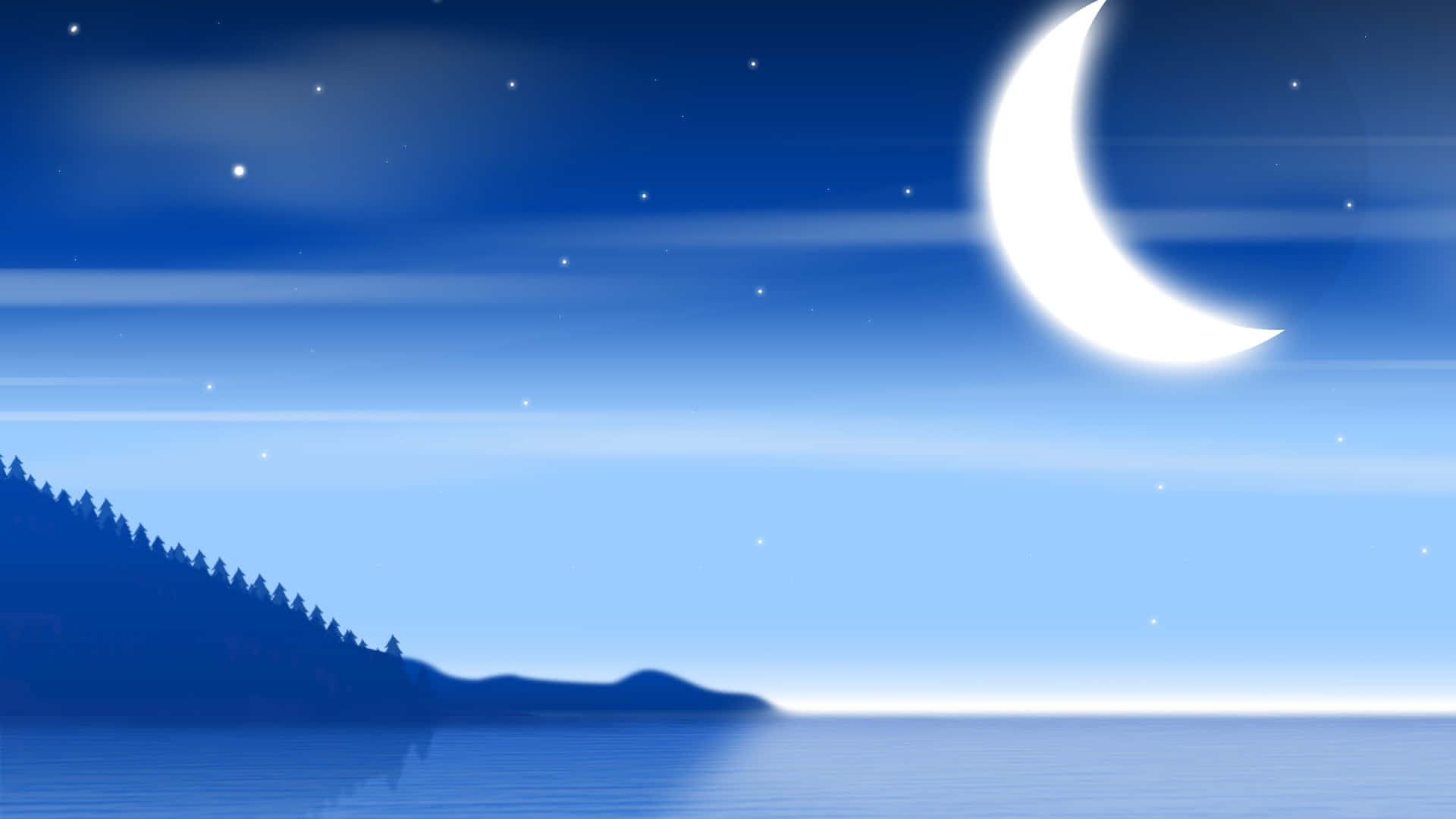 Magic Moon, crescent moon, stars, Full HD Desktop Wallpaper