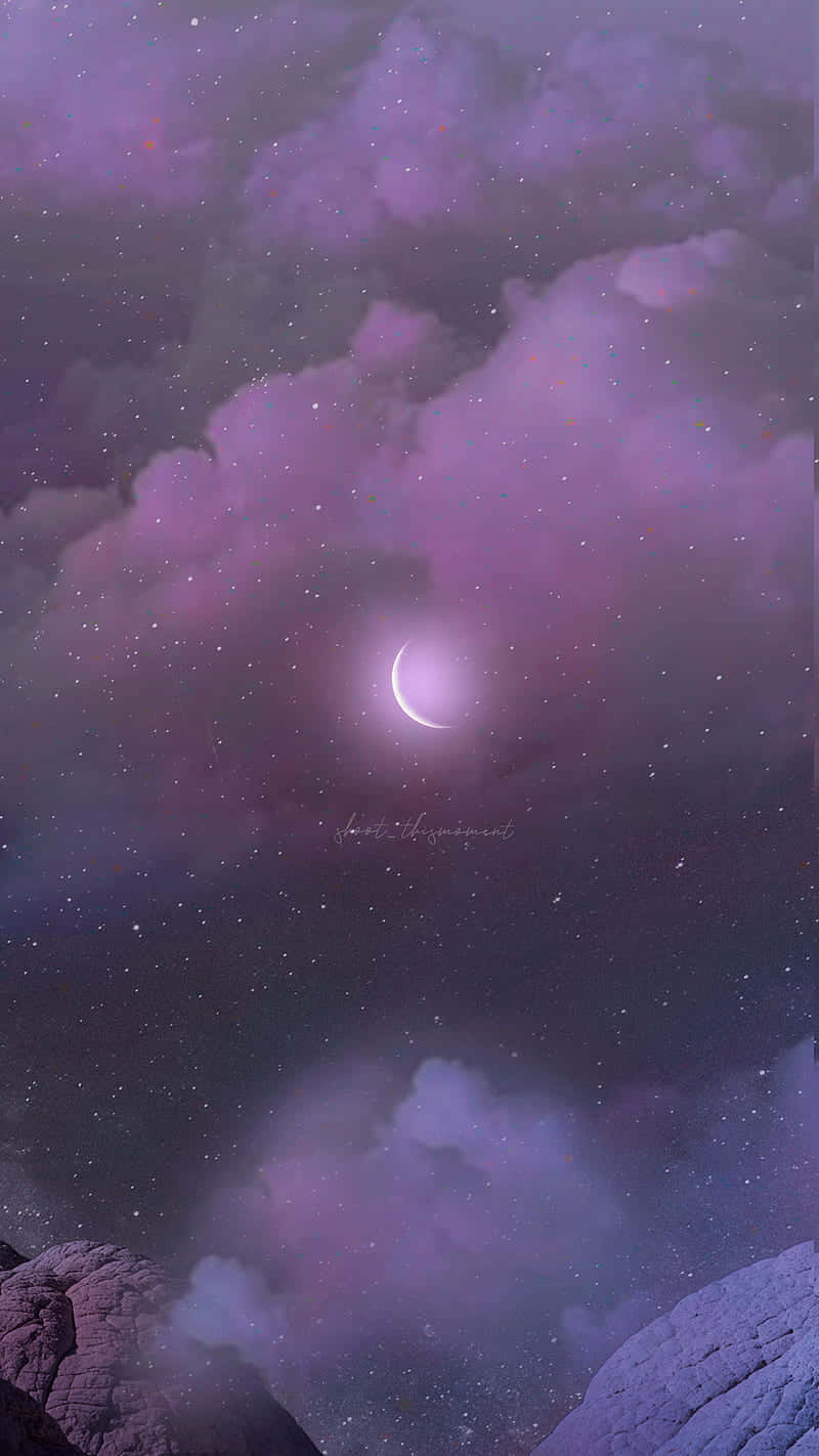 Magic Moon, crescent moon, purple clouds, HD Phone Wallpaper