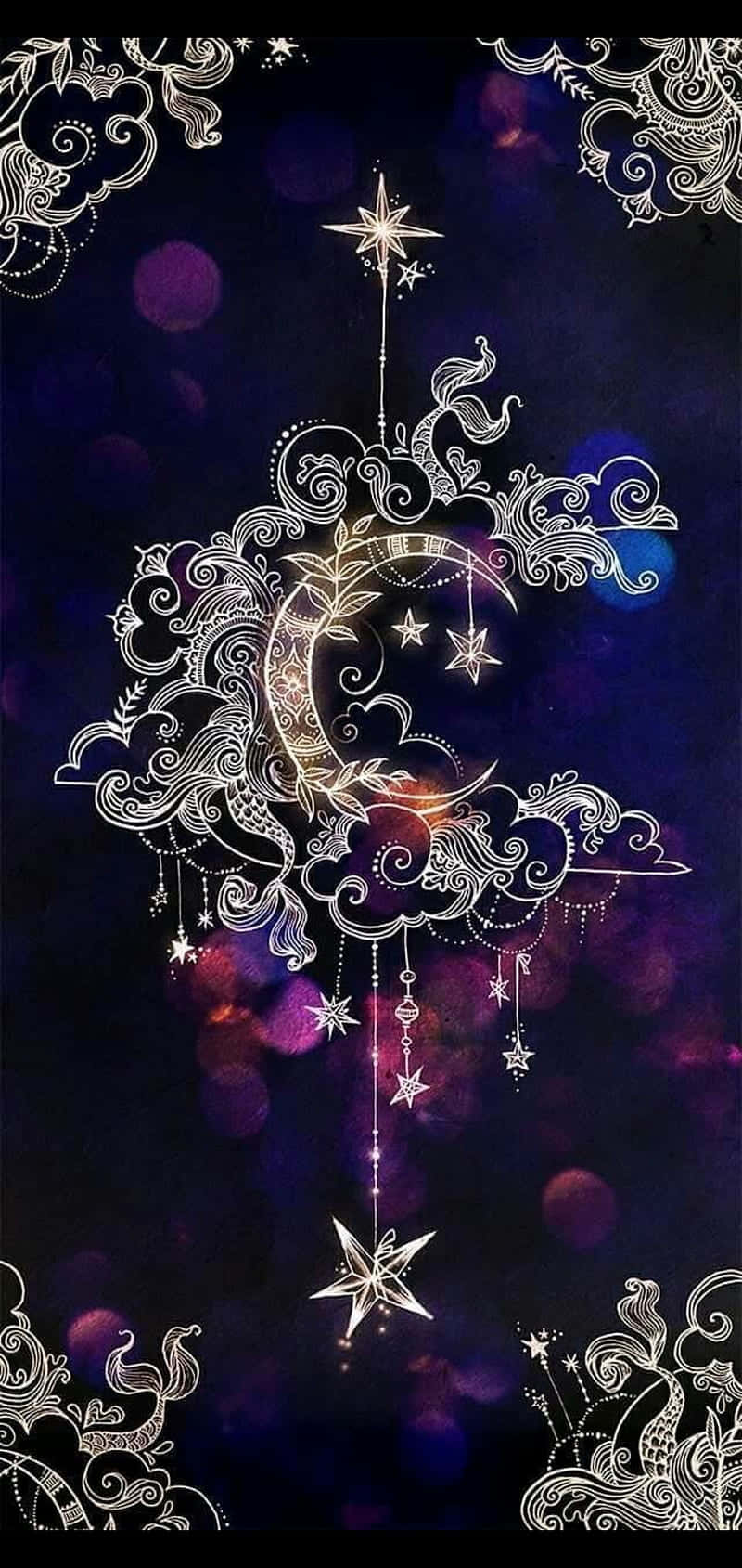 Magic Moon, crescent moon, stars, HD Phone Wallpaper