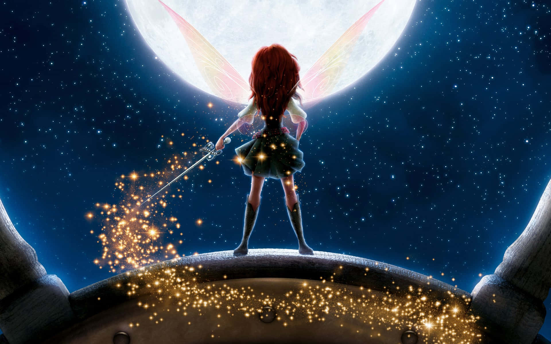 Magic Moon, fairy, red hair, Full HD Desktop Wallpaper