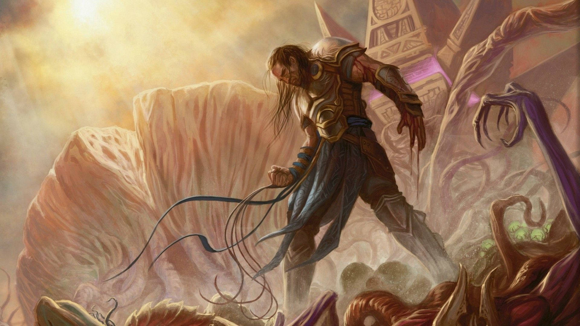 Magic The Gathering, warrior, ornate armor, Full HD Desktop Wallpaper