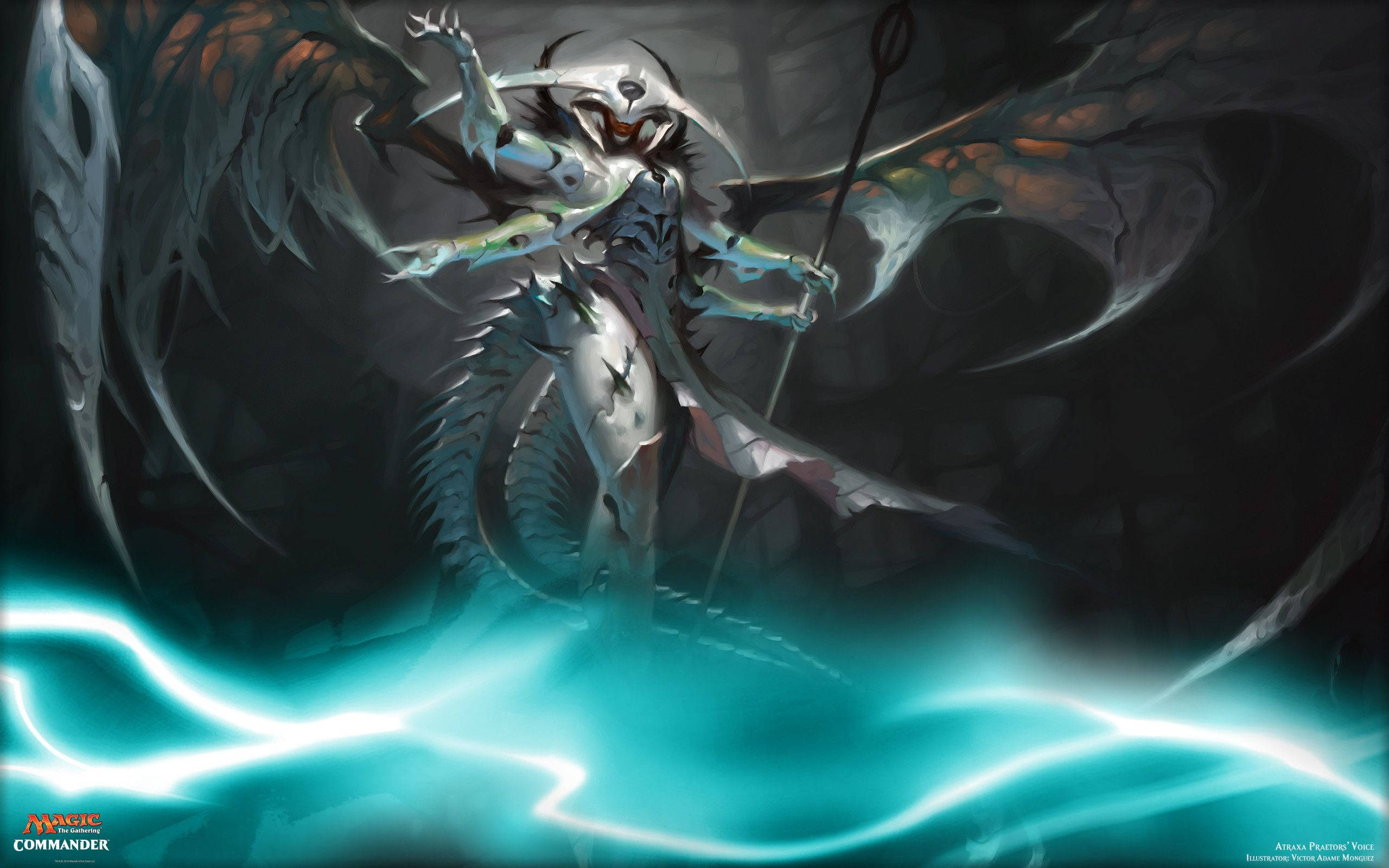 Magic: The Gathering, dragon, glowing blue energy, 2K Desktop Wallpaper