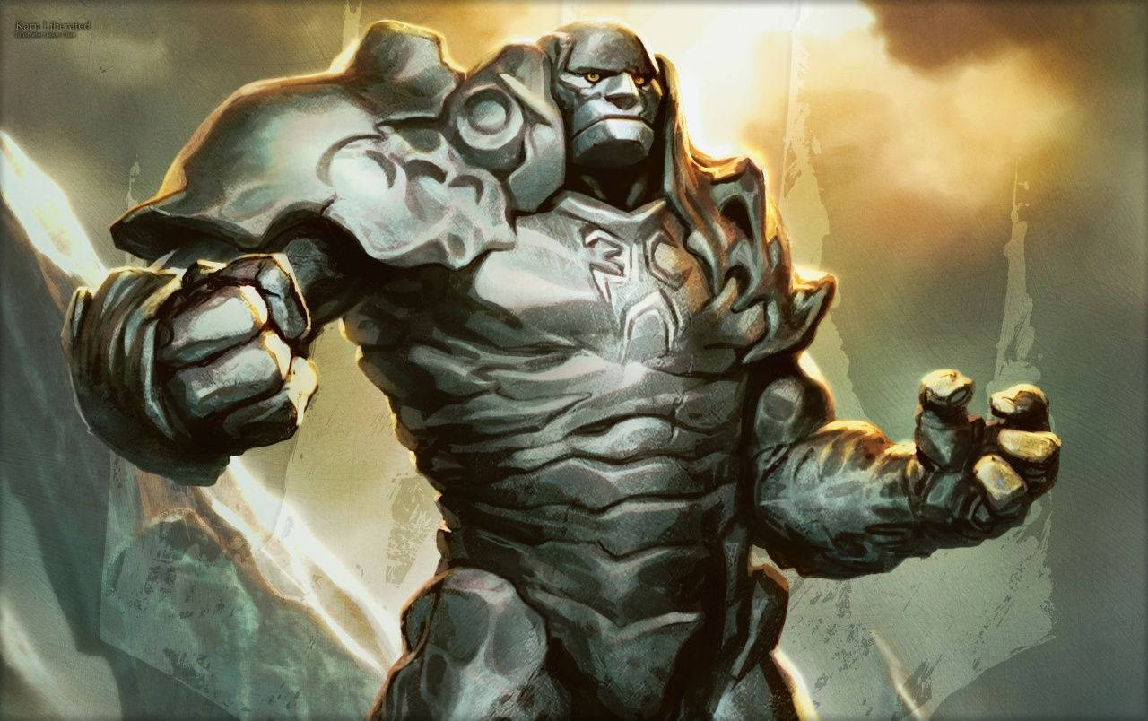 Magic The Gathering, stone golem, glowing eyes, HD Desktop Wallpaper