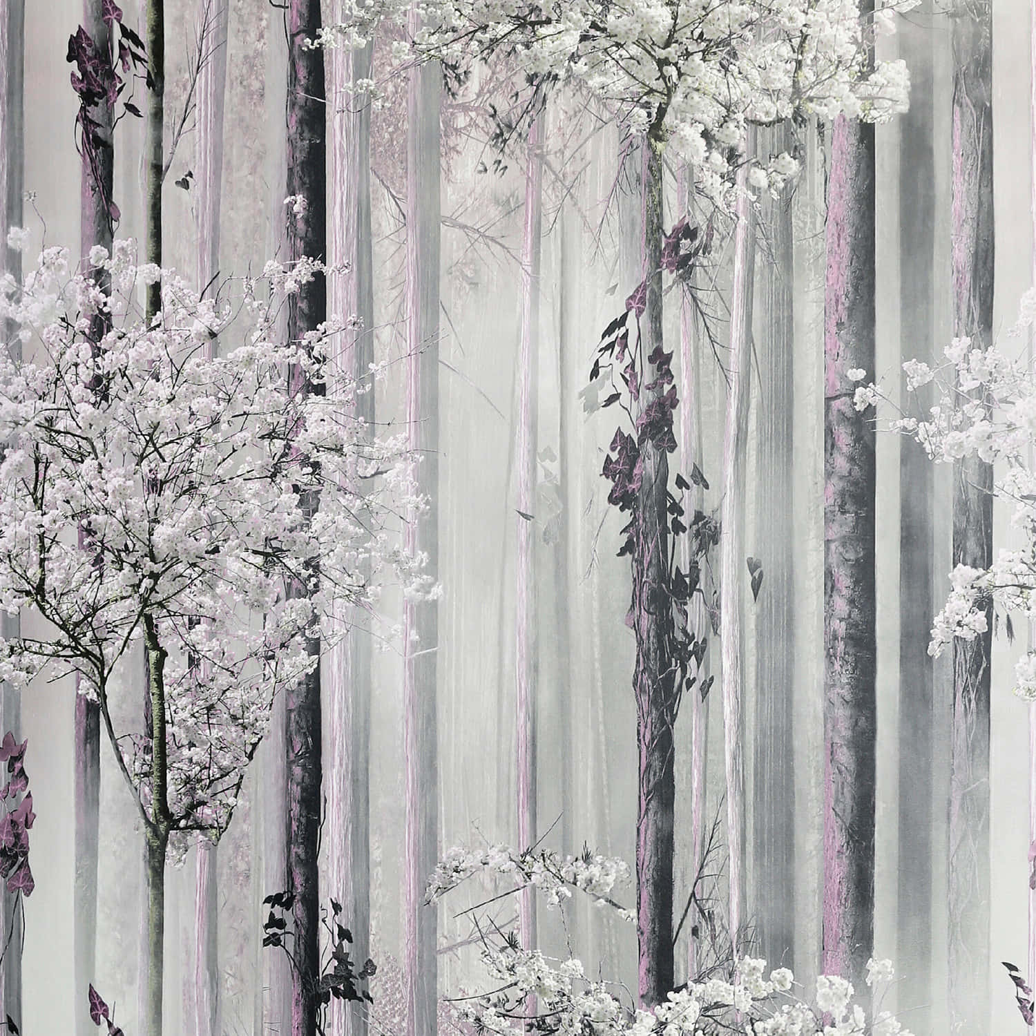 Magical Forest, cherry blossoms, lavender, HD Desktop Wallpaper