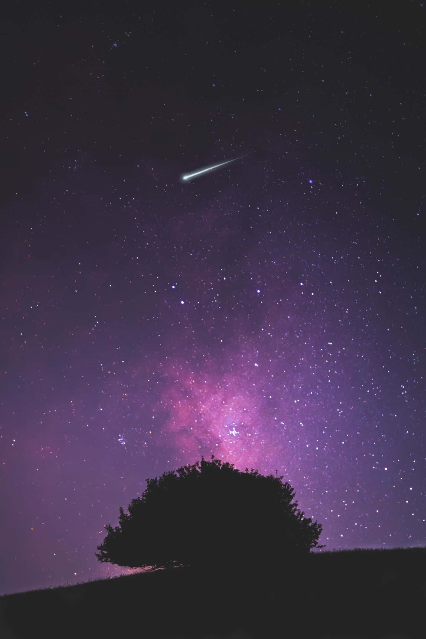 Magical Night Sky, shooting star, vibrant purple, Full HD Phone Wallpaper