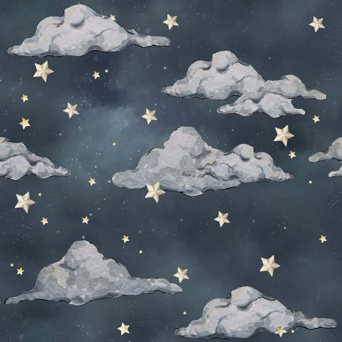 Magical Night Sky, shining stars, white clouds, SD Desktop Wallpaper