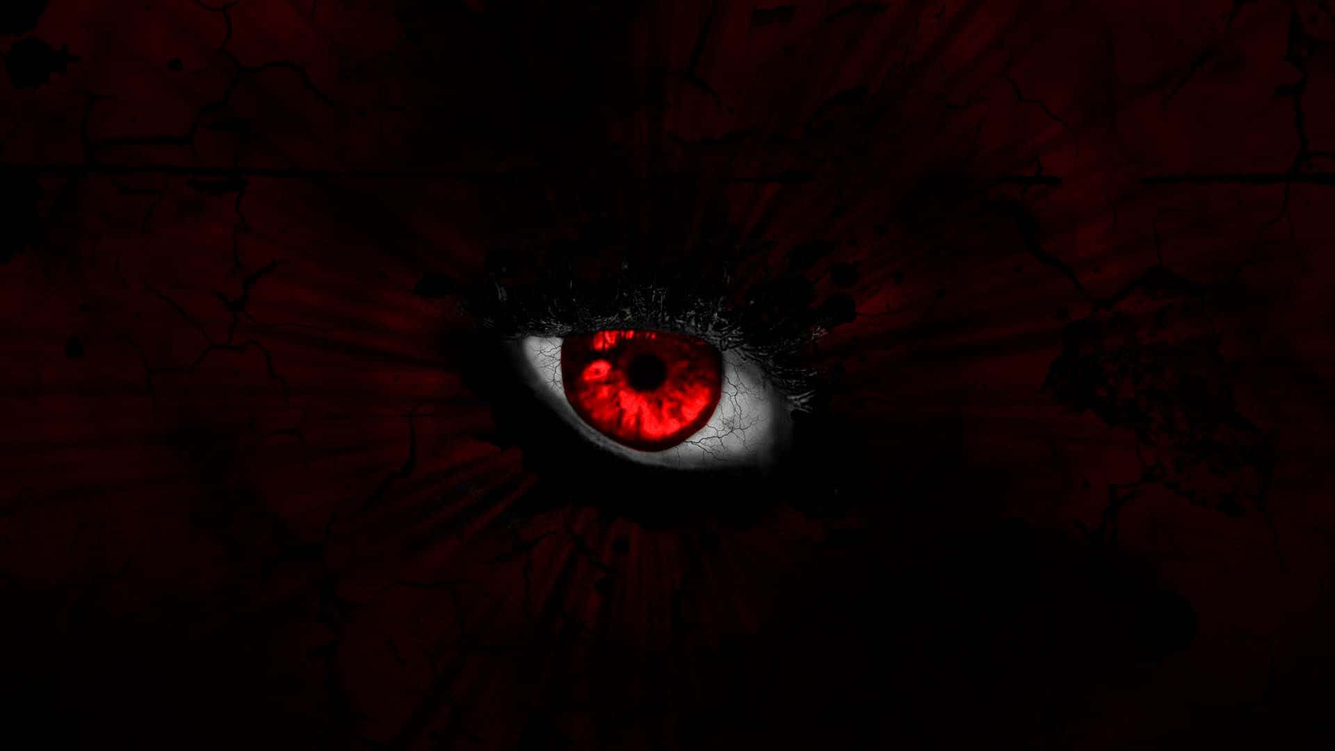glowing red eye, cracked dark red walls, ominous energy, Full HD Desktop Wallpaper