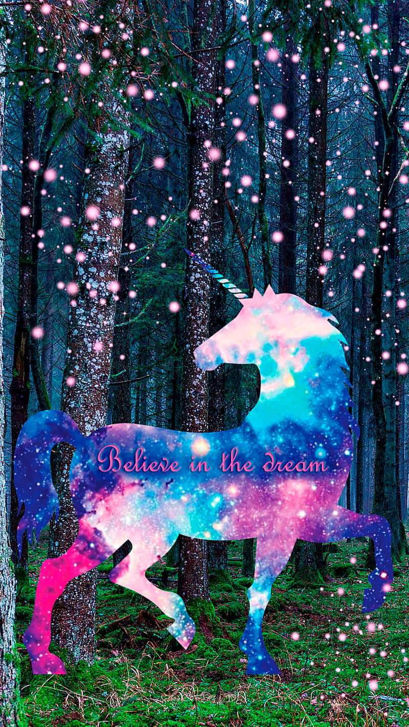 Magical Unicorn, galaxy hues, dark enchanted forest, HD Phone Wallpaper