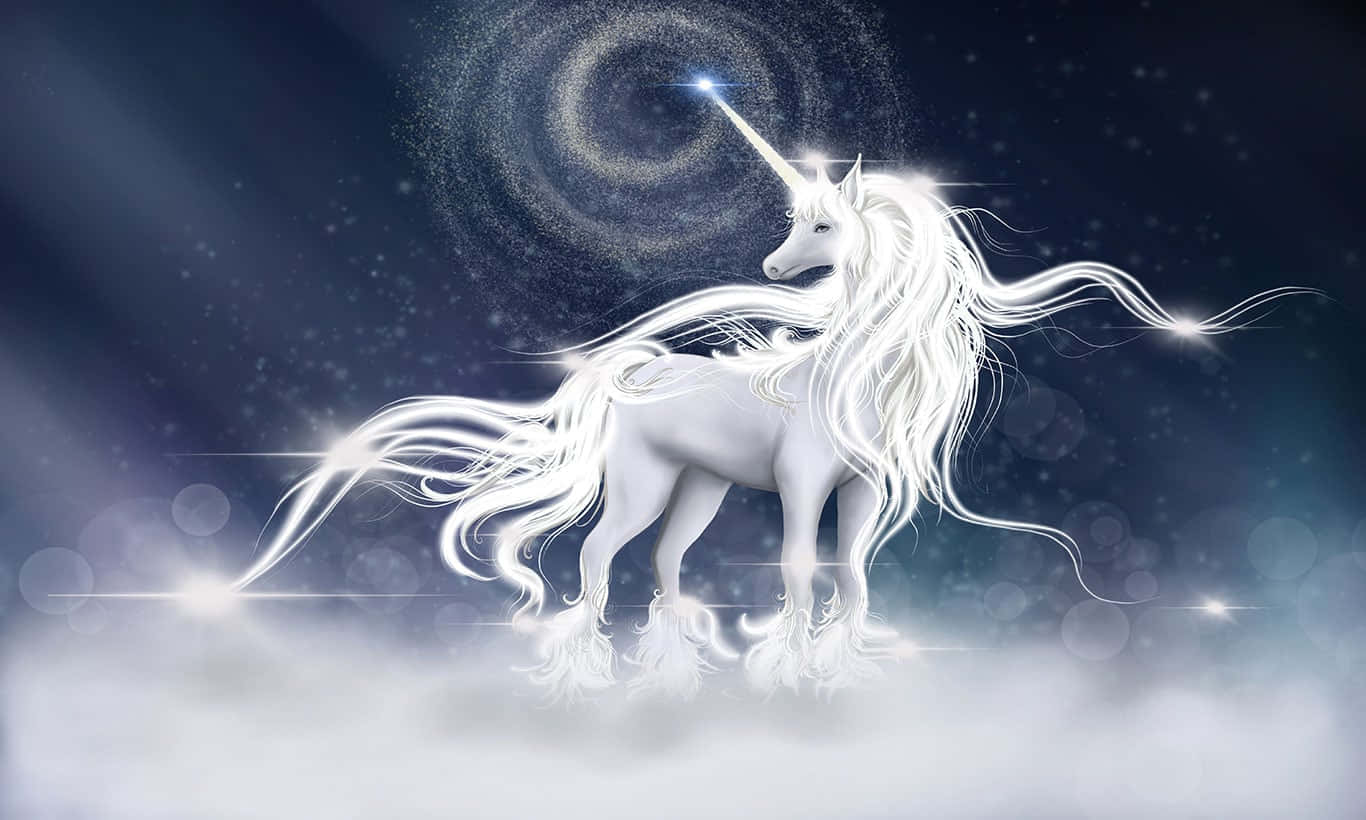 Magical Unicorn, glowing mane, glowing horn, HD Desktop Wallpaper