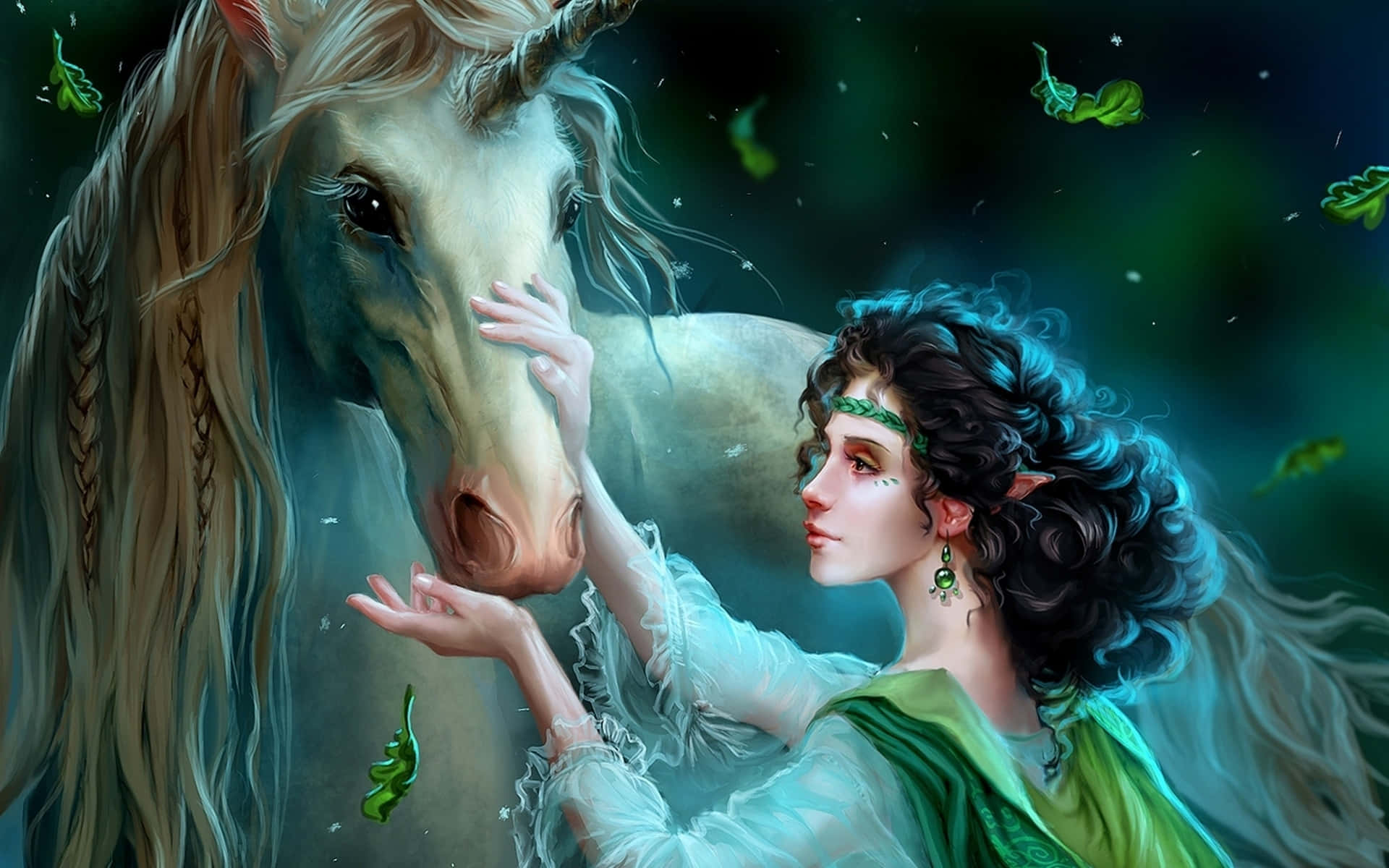 Magical Unicorn, magical fairy, mystical elf, Full HD Desktop Wallpaper