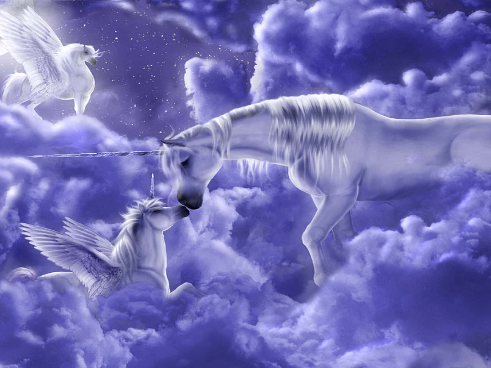 Magical Mommy Unicorn, Magical Baby Unicorn, white unicorn, HD Desktop Wallpaper