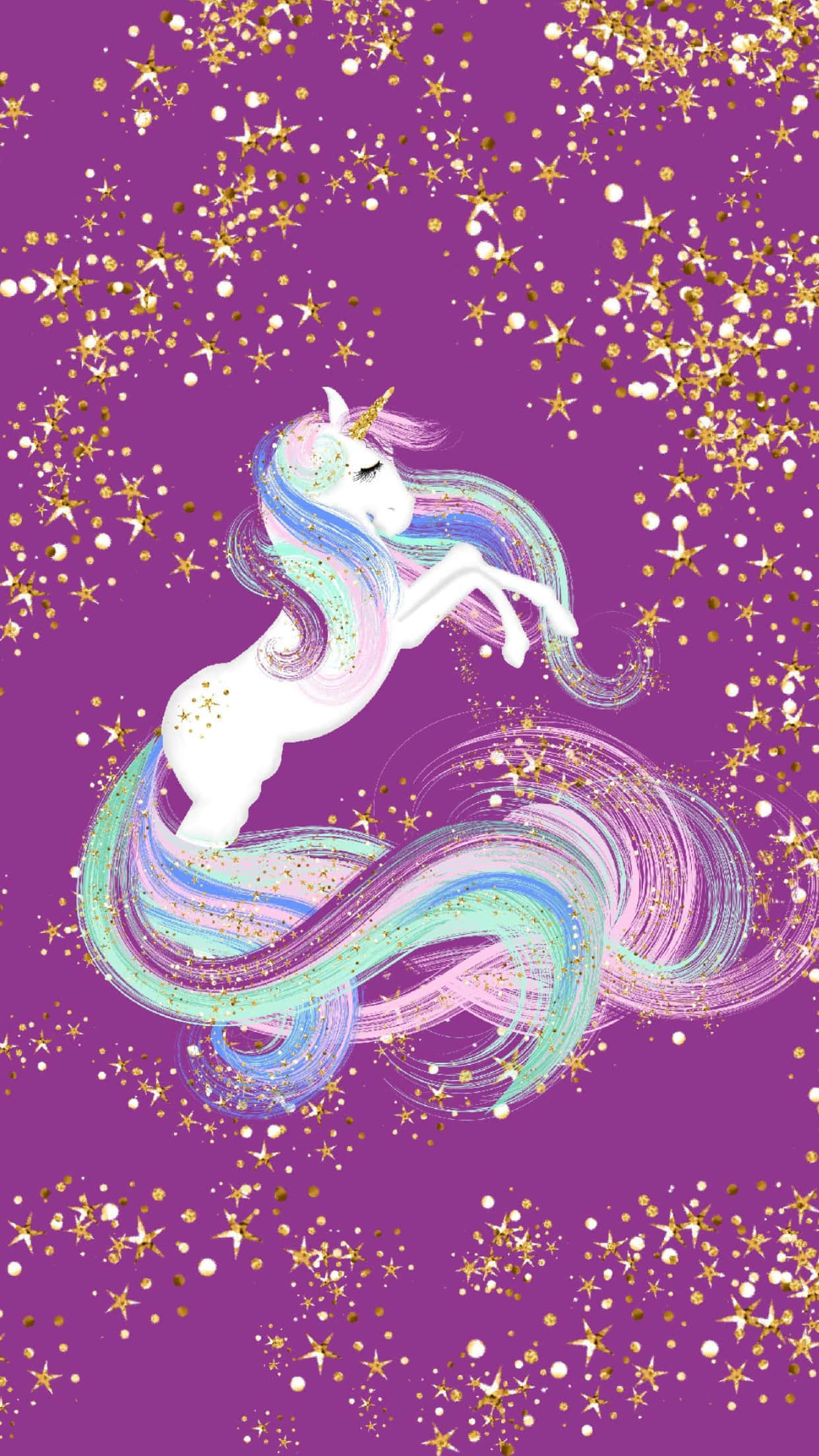 Magical Unicorn, Violet, rainbow mane, Full HD Phone Wallpaper