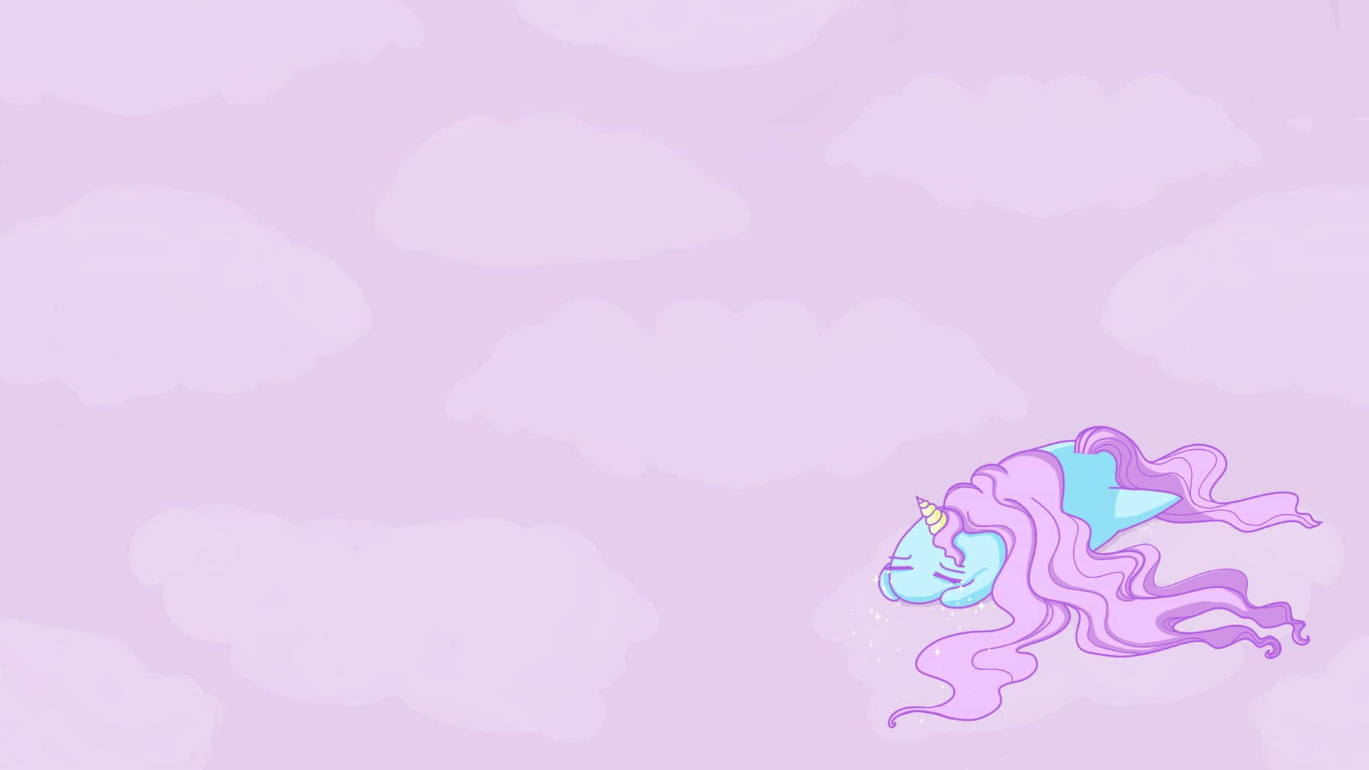 kawaii unicorn, pastel blue unicorn, purple mane, Full HD Desktop Wallpaper