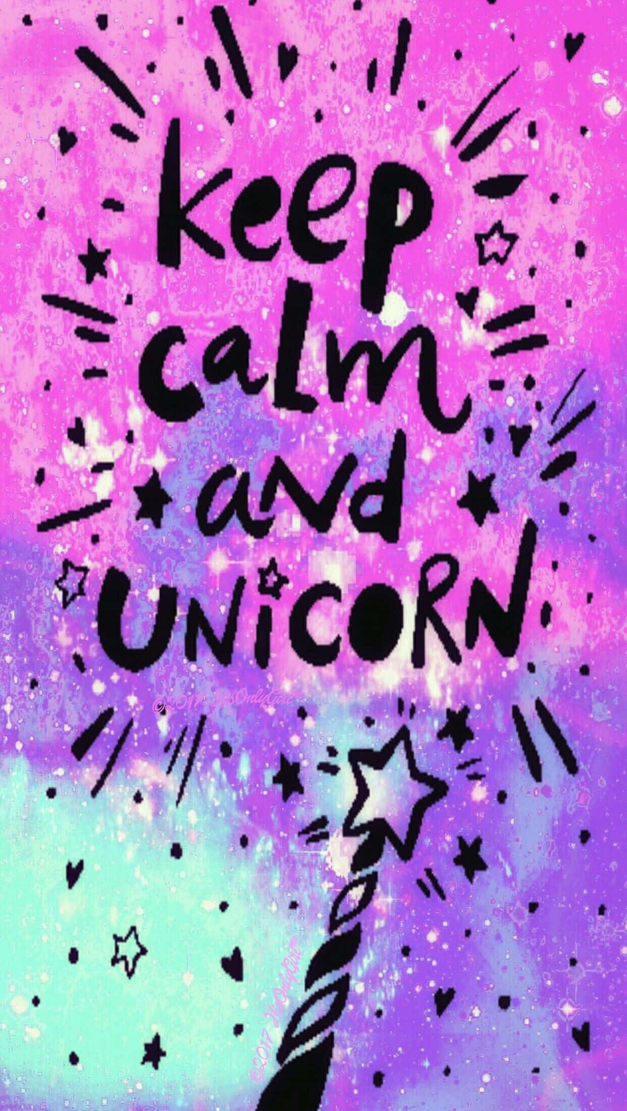 kawaii unicorn, colorful world, pink and purple gradients, Full HD Phone Wallpaper