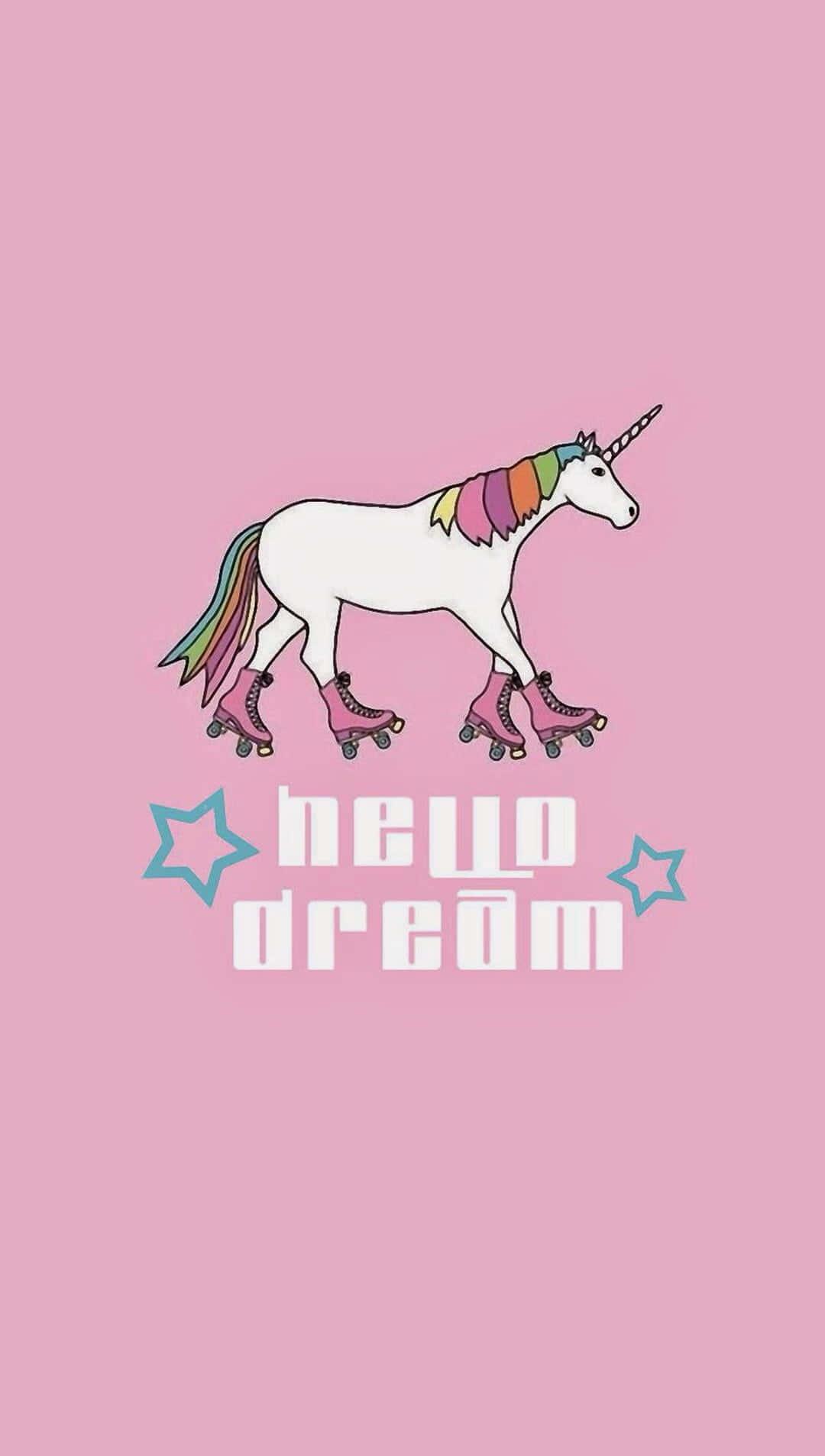 cute unicorn, rainbow mane and tail, pink roller skates, HD Phone Wallpaper