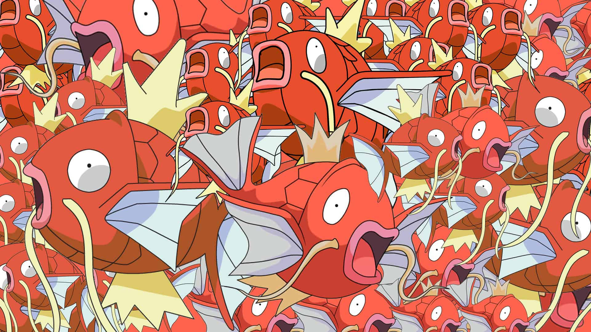 Magikarp, red cartoon Magikarp, open mouths, Full HD Desktop Wallpaper