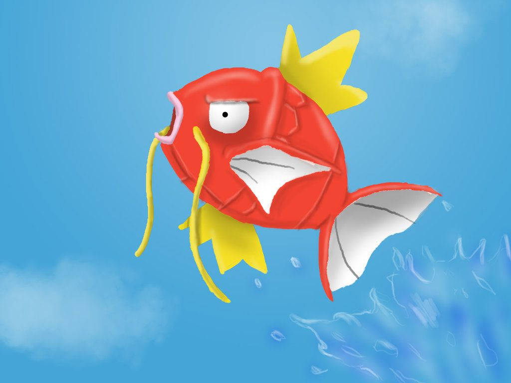 Magikarp, red cartoon fish, yellow fins, SD Desktop Wallpaper