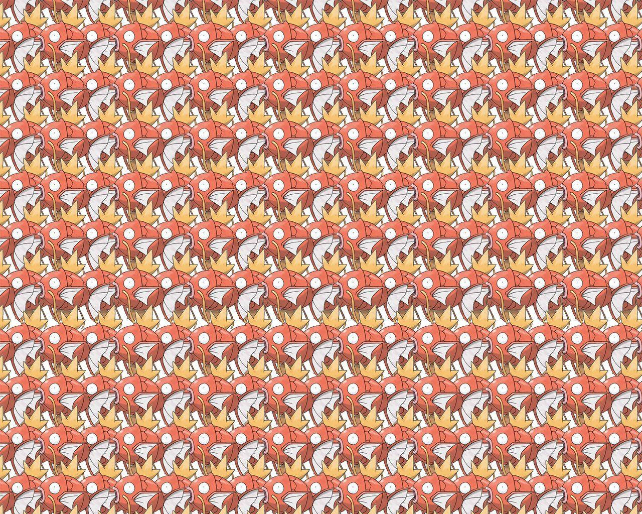 Magikarp, red and gold crowns, white centers, HD Desktop Wallpaper