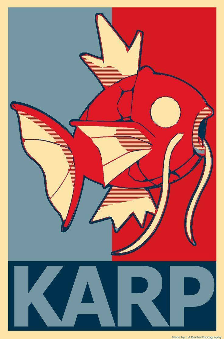 Magikarp, red and cream karp fish, crown, SD Phone Wallpaper
