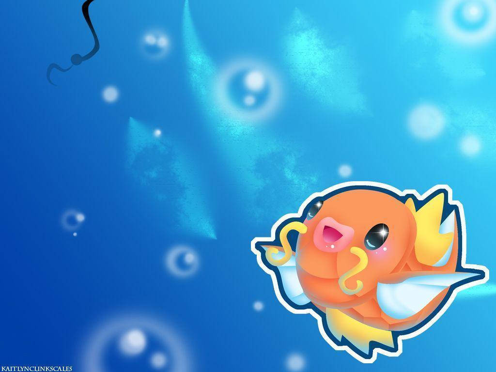 Magikarp, orange cartoon fish, yellow fins, SD Desktop Wallpaper