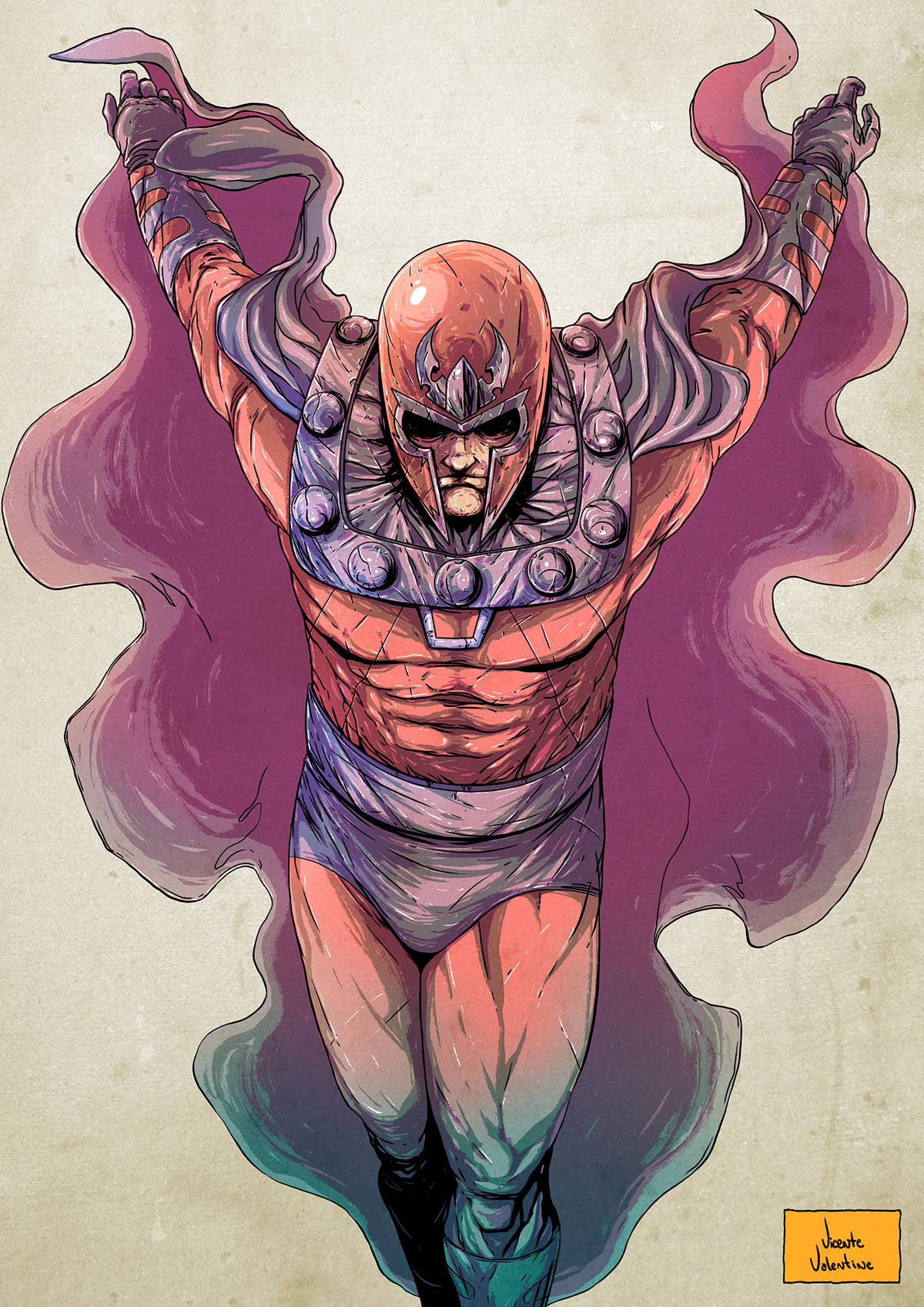 Magneto, purple cape, muscular superhero, HD Phone Wallpaper