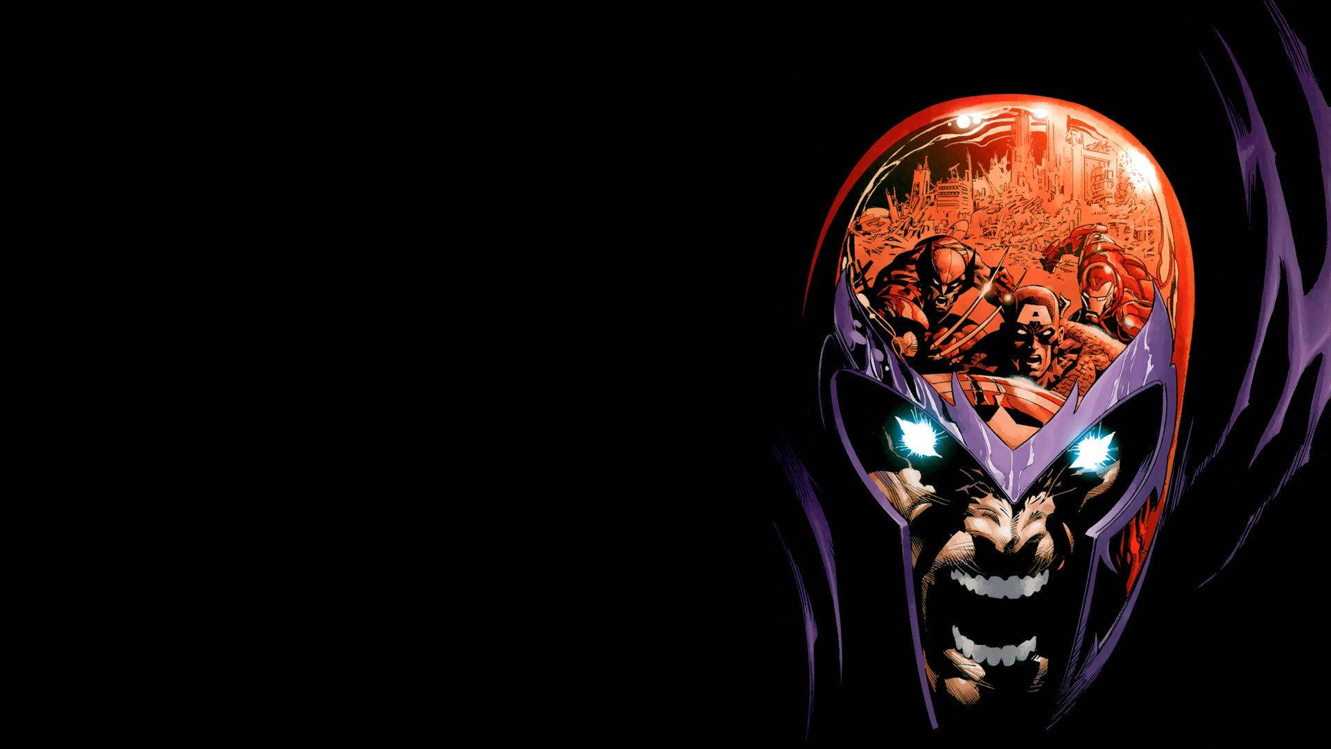Magneto, skull-like helmet, glowing eyes, Full HD Desktop Wallpaper