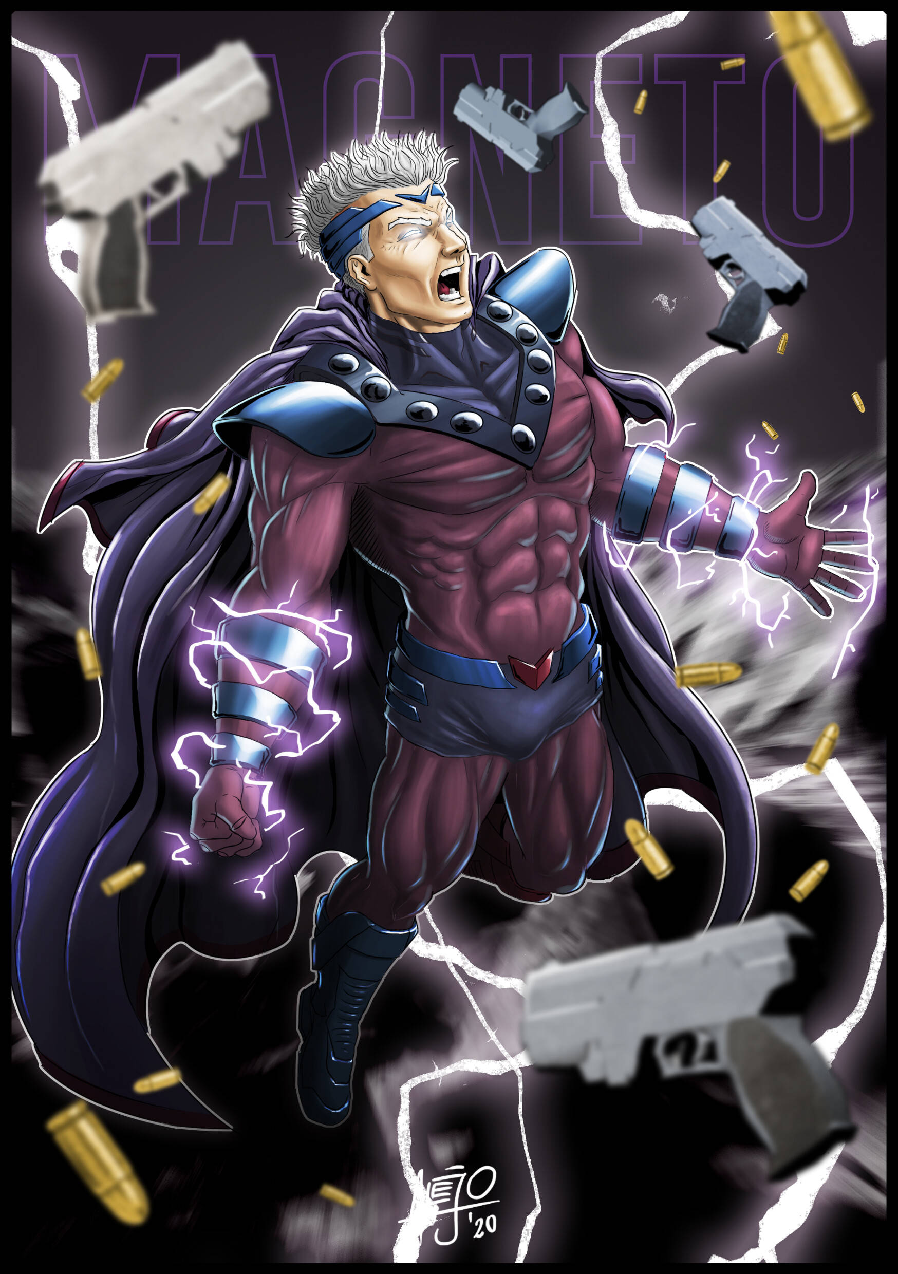 Magneto, white hair, purple cape, Full HD Phone Wallpaper