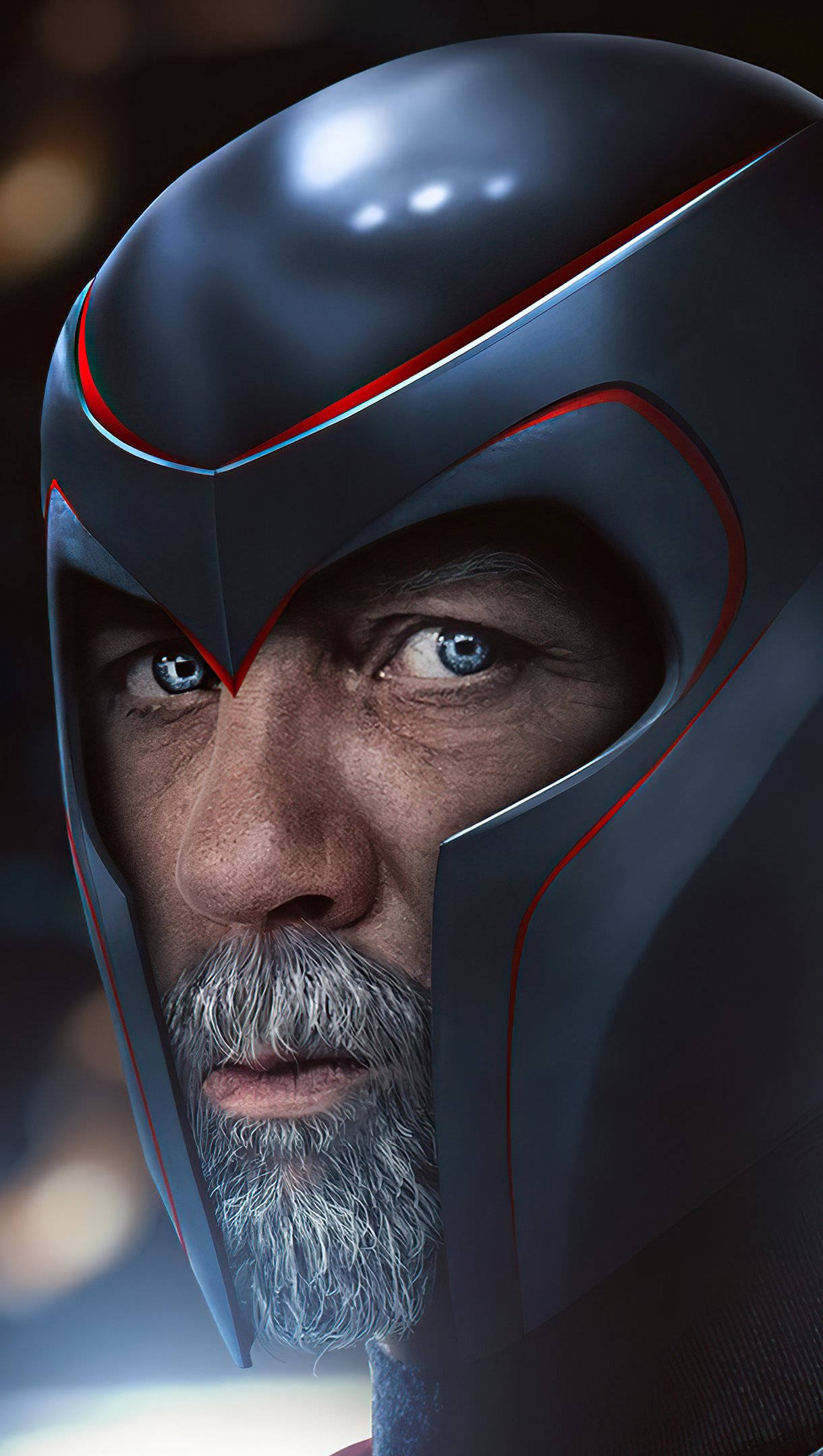 Magneto, gray beard, sleek black helmet, Full HD Phone Wallpaper