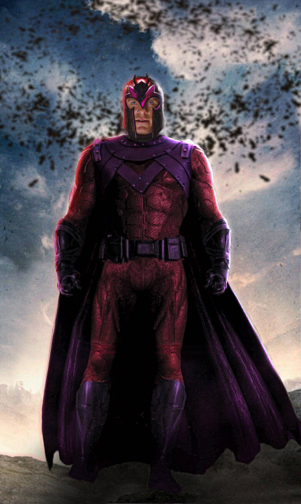 Magneto, violet cape, stormy sky, HD Phone Wallpaper