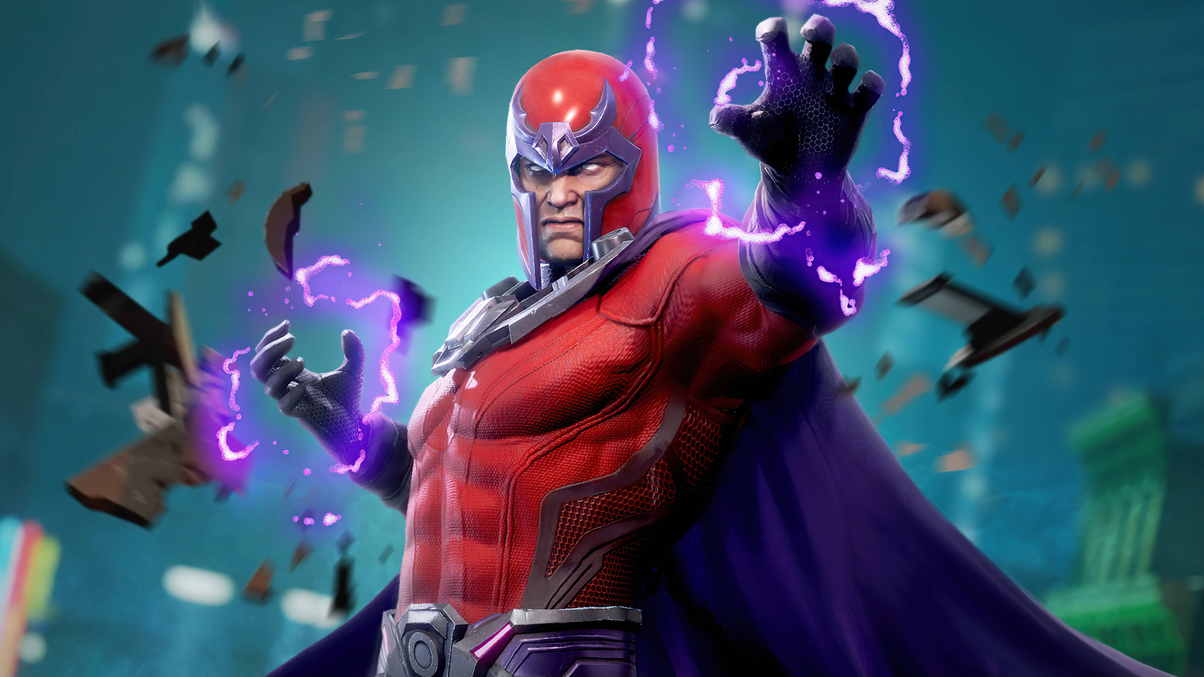 Magneto, purple power, red suit, 4K Desktop Wallpaper