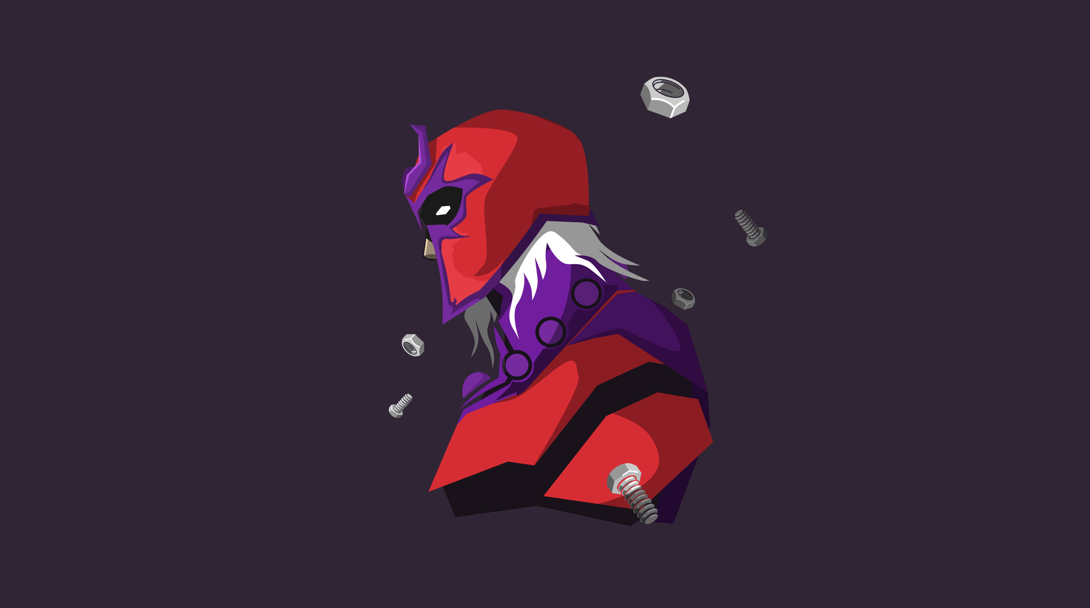 Magneto, red and purple, bolts, 4K Desktop Wallpaper
