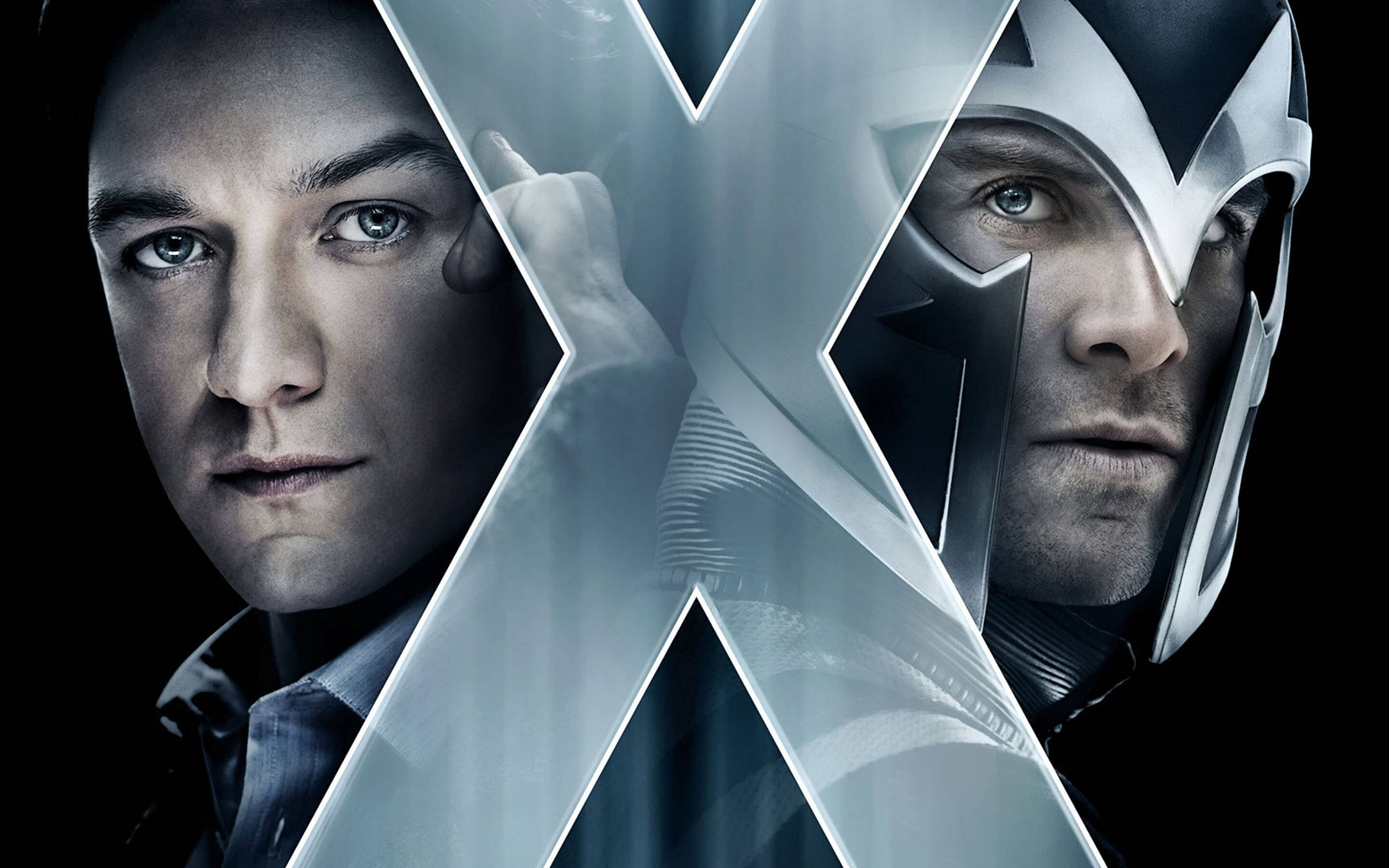 Magneto, X-shaped glass pane, intense standoff, 2K Desktop Wallpaper