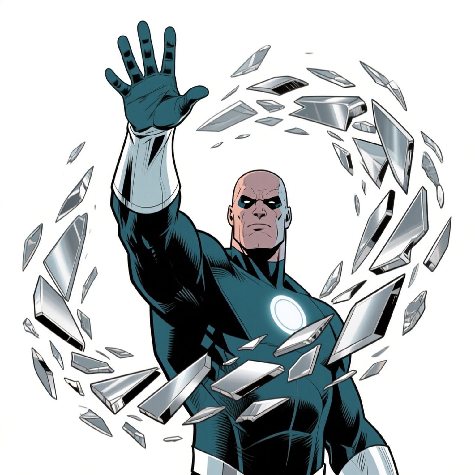 Magneto, teal suit, glowing chest emblem, HD Desktop Wallpaper