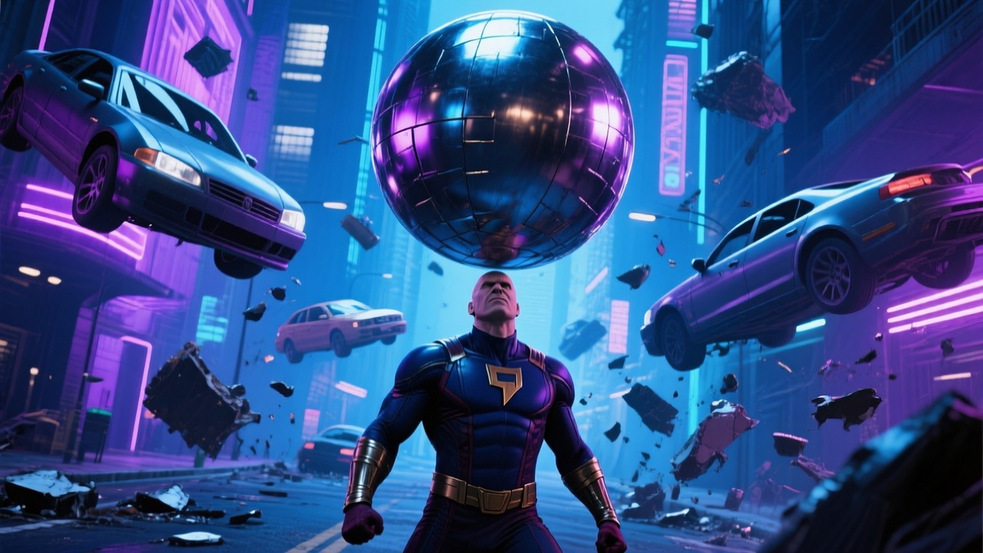 Magneto, purple suit, giant disco ball, Full HD Desktop Wallpaper