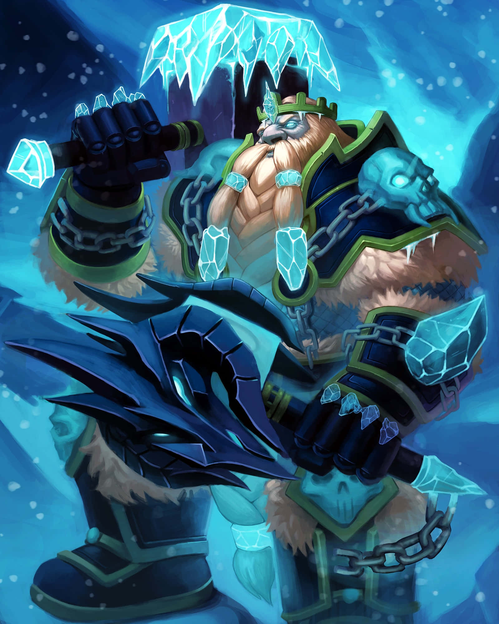 Magni Bronzebeard, icy crown, crystal gauntlets, Full HD Phone Wallpaper