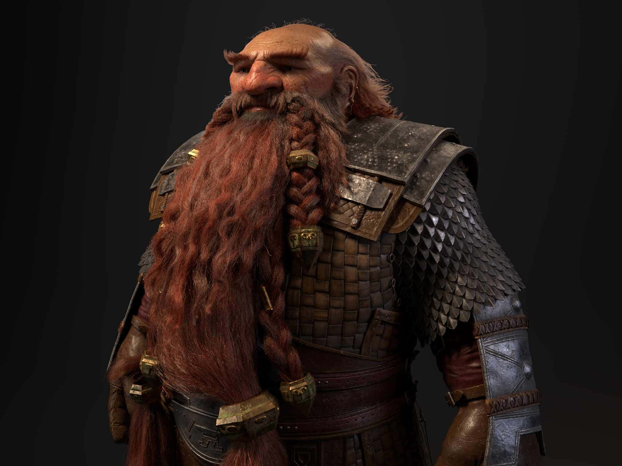 Magni Bronzebeard, dwarf warrior, braided red beard, Full HD Desktop Wallpaper
