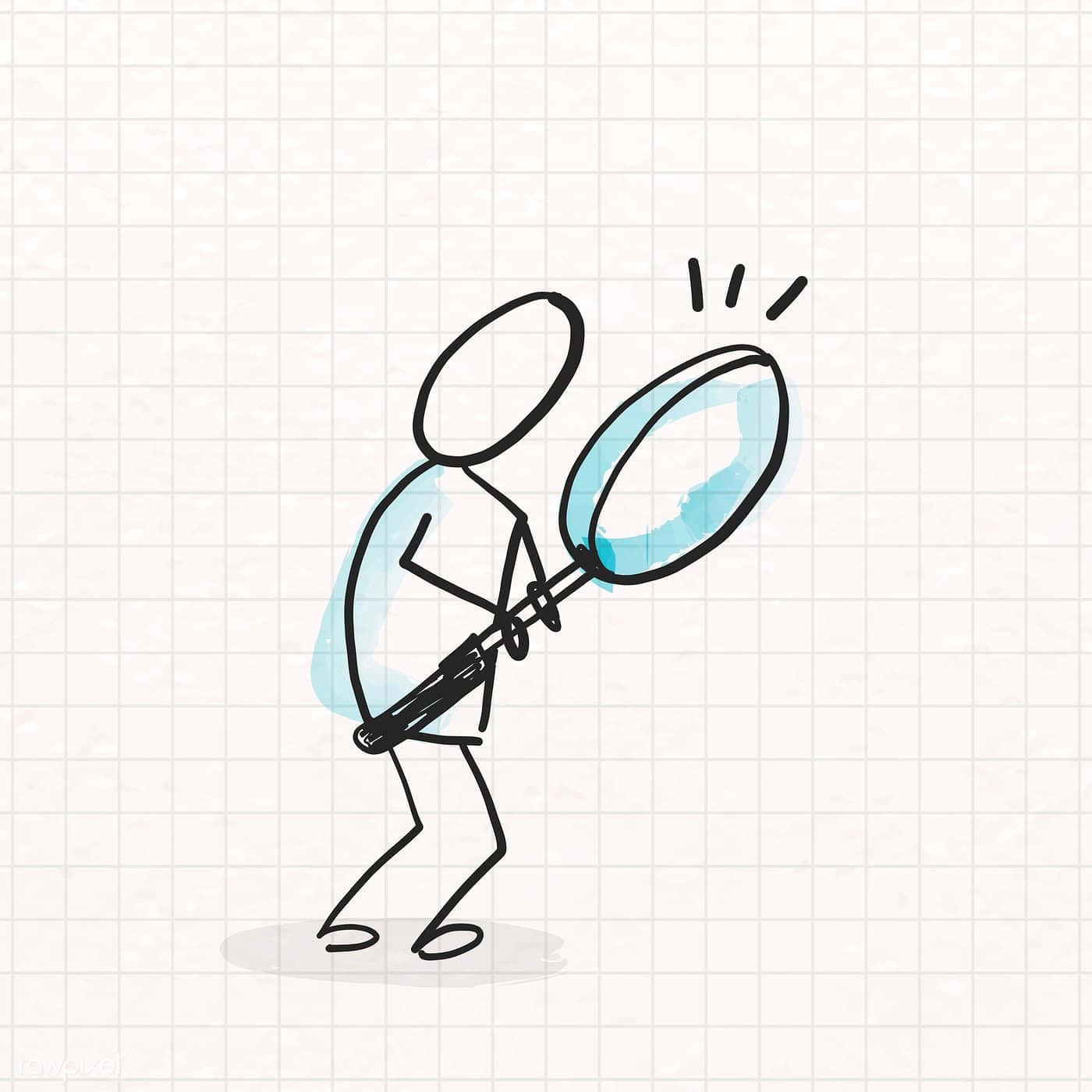 magnifying glass, stick man, light blue shirt, HD Desktop Wallpaper
