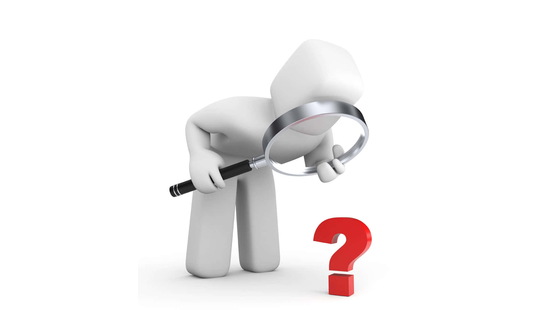 3D Magnifying Glass, white, red question mark, Full HD Desktop Wallpaper