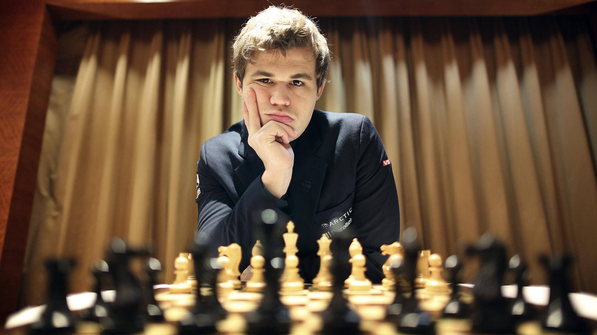 Magnus Carlsen, chess board, young chess player, Full HD Desktop Wallpaper