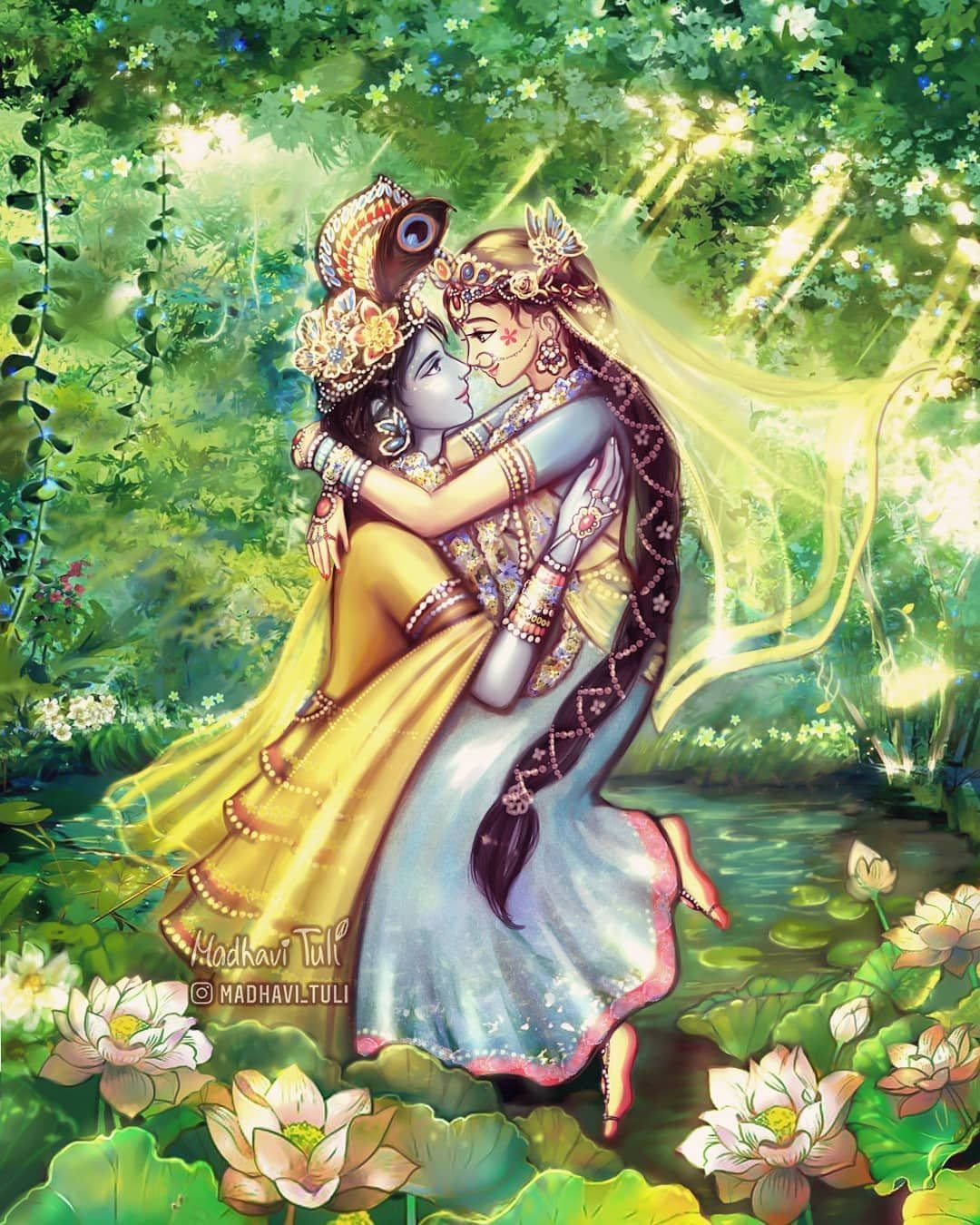 Mahabharat Krishna, lotus pond, sunlit, HD Phone Wallpaper