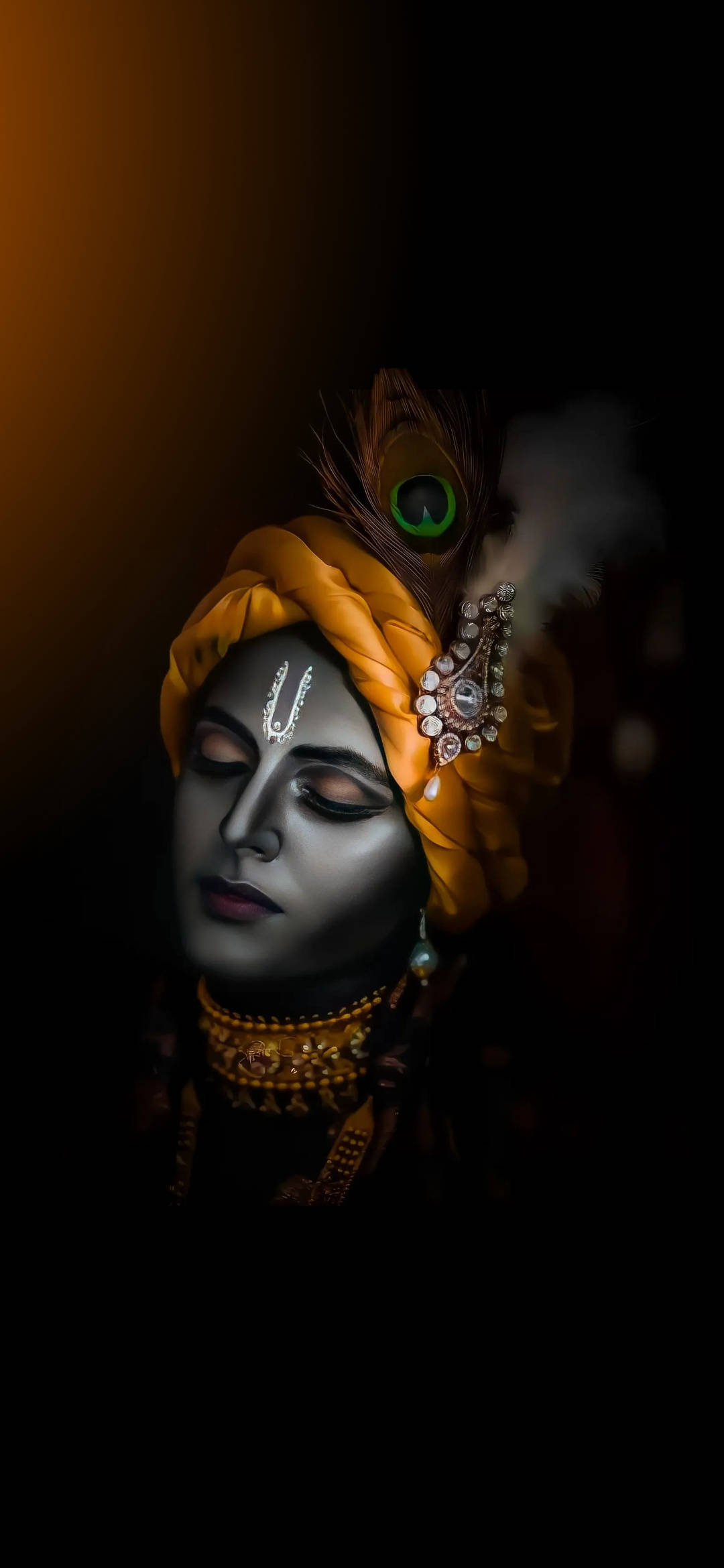 Krishna, iPhone, yellow pagdi, Full HD Phone Wallpaper